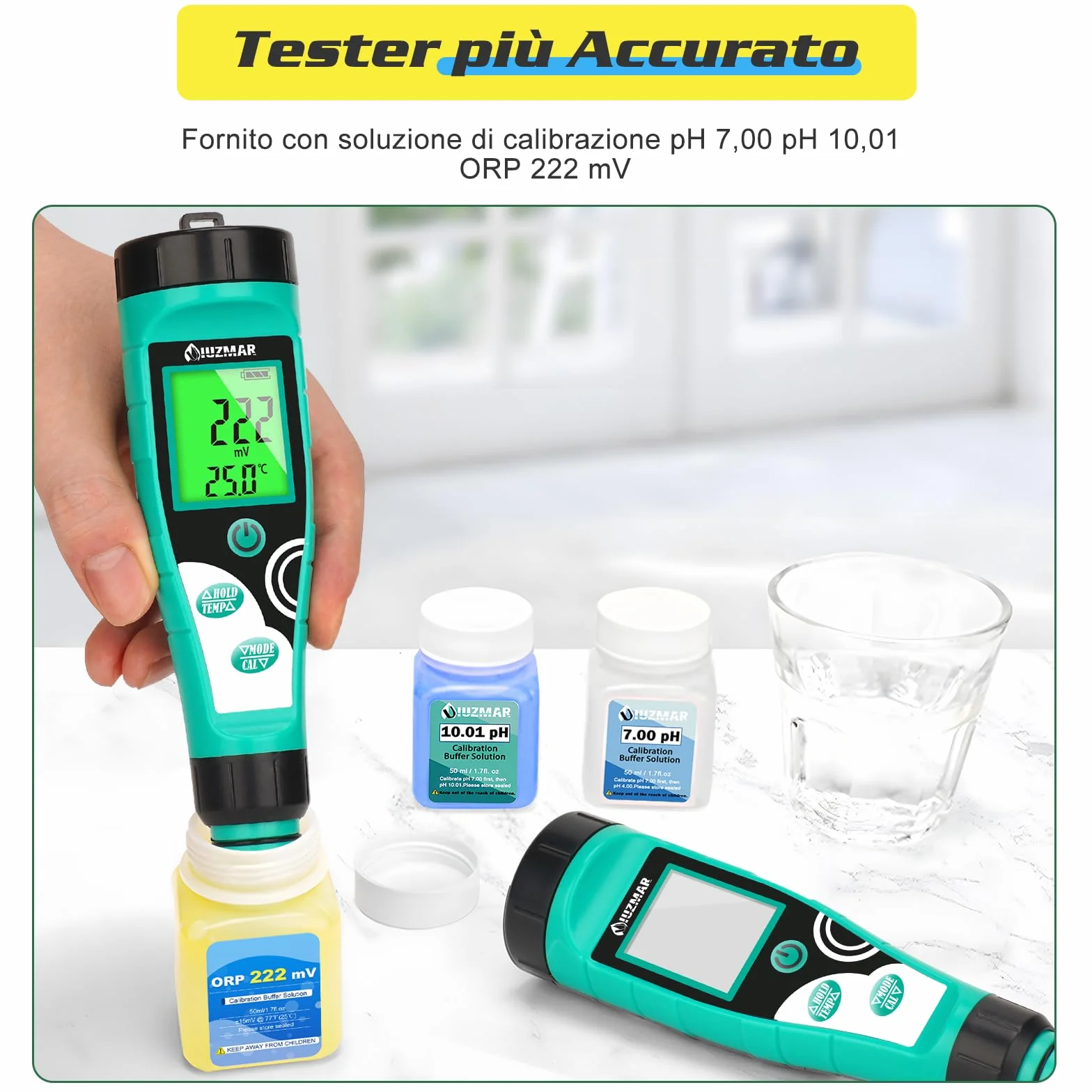UIUZMAR Misuratore Cloro Piscina Digitale 7 in 1 pH Sale ORP TDS EC Temp