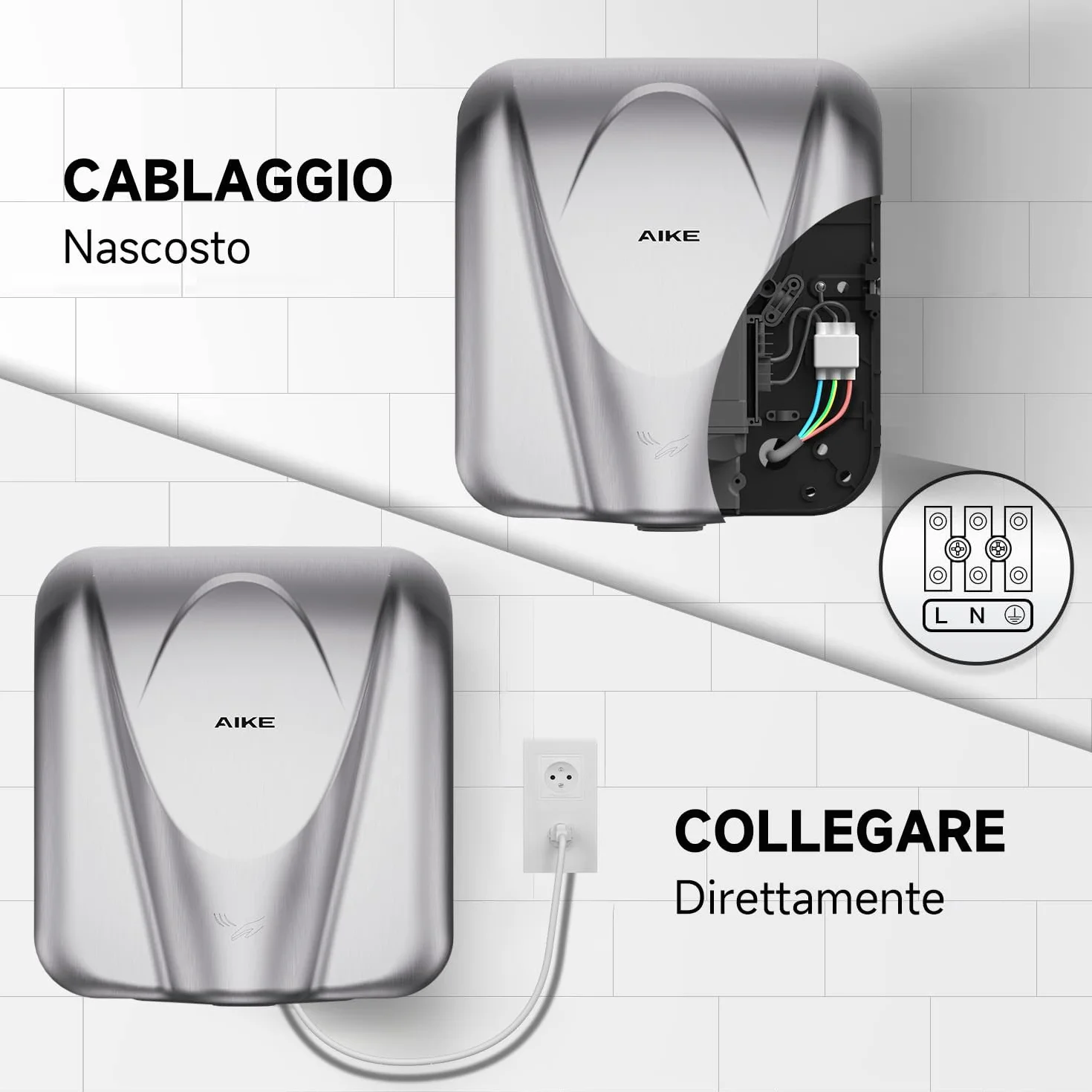 AK2812 Asciugamani Commerciale Alta Velocità Acciaio Inossidabile 220V