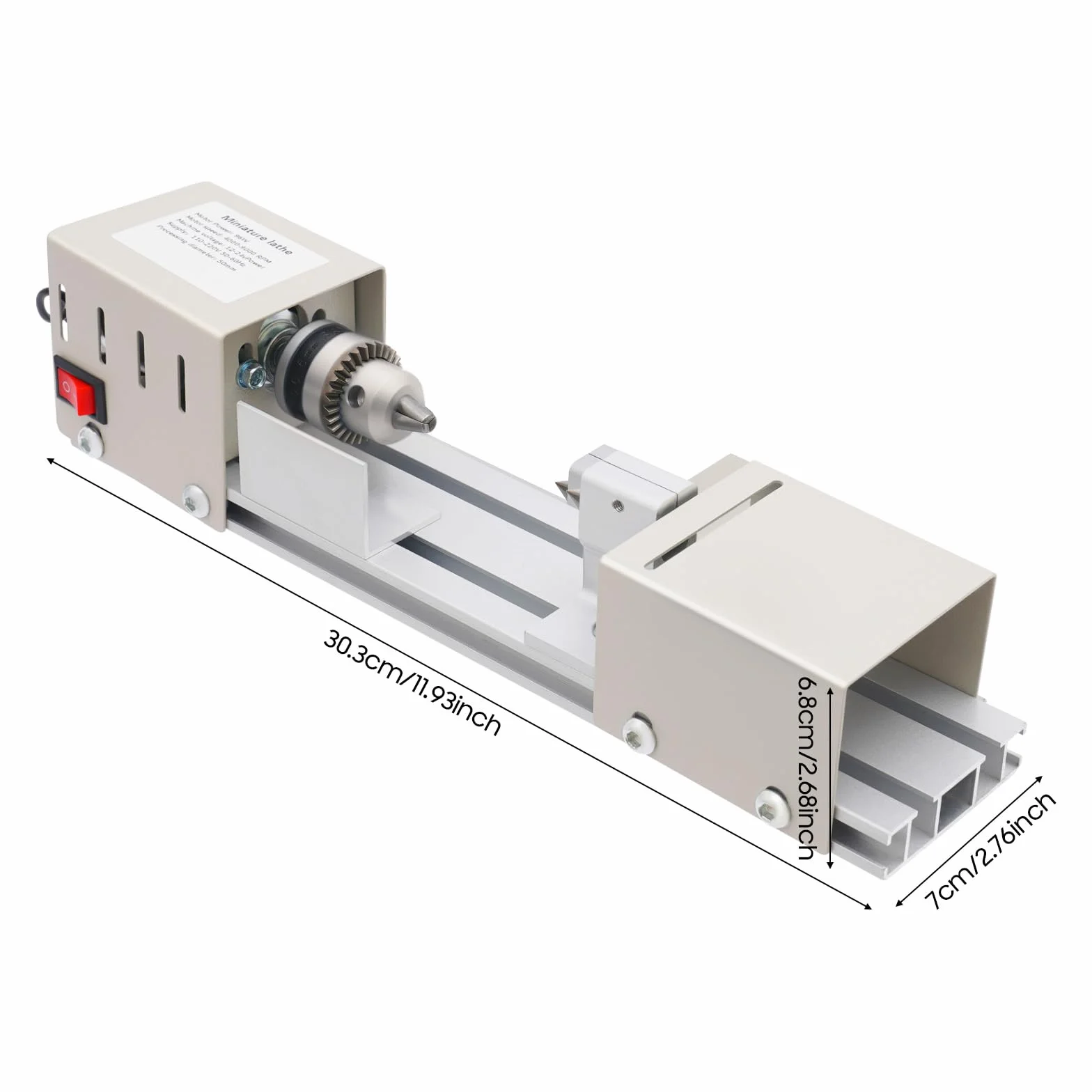 Tornio, Mini Tornio ad Alte Prestazioni, Mandrino di Lavorazione del Legno con Velocità 4000–9000 Giri/min, 96 W per Hobbisti, Lavorazione del Legno, Artigianato