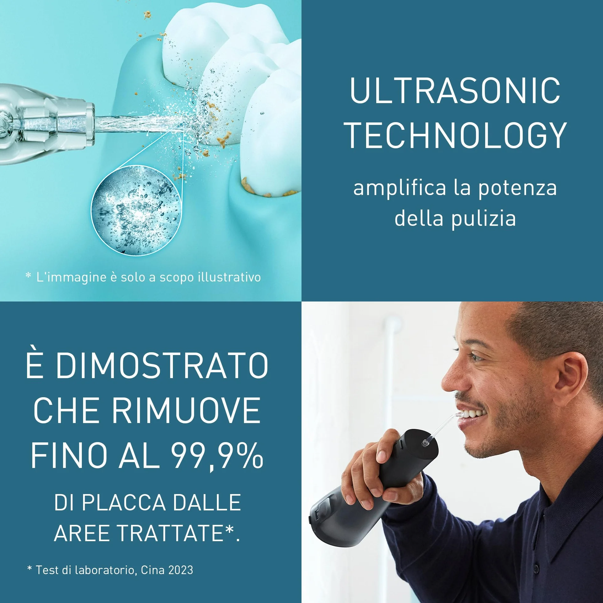 Panasonic Serie 800 Irrigatore Orale a Ultrasuoni EW-DJ86-K503, Idropulsore dentale, 200ml, 1 Ugello a Ultrasuoni e 1 Ugello Ortodontico, 5 Impostazioni di Pressione, Accessorio da Viaggio, Nero