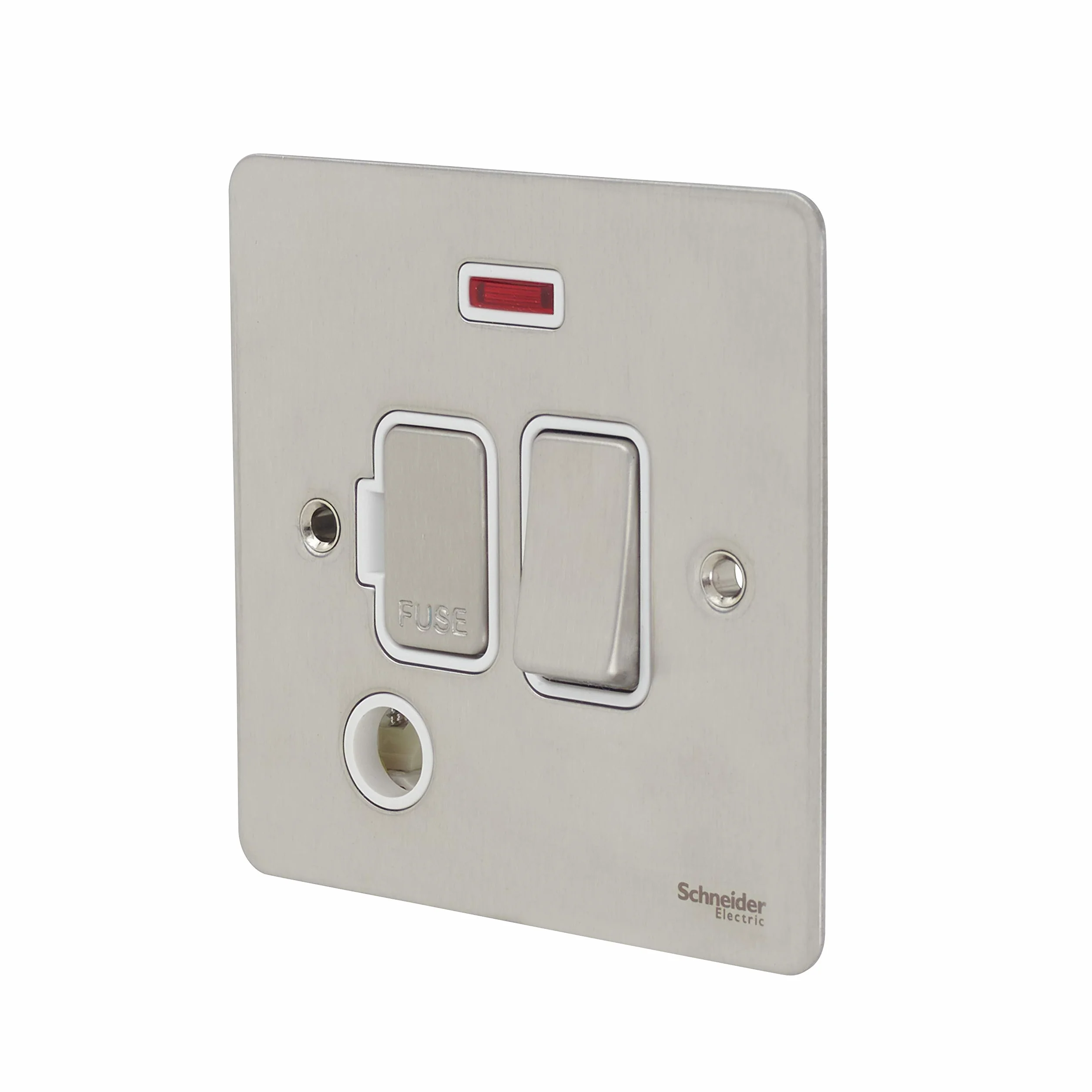 Schneider Electric GU5214WSS - Piastra piatta, connessione con fusibile, neon, acciaio