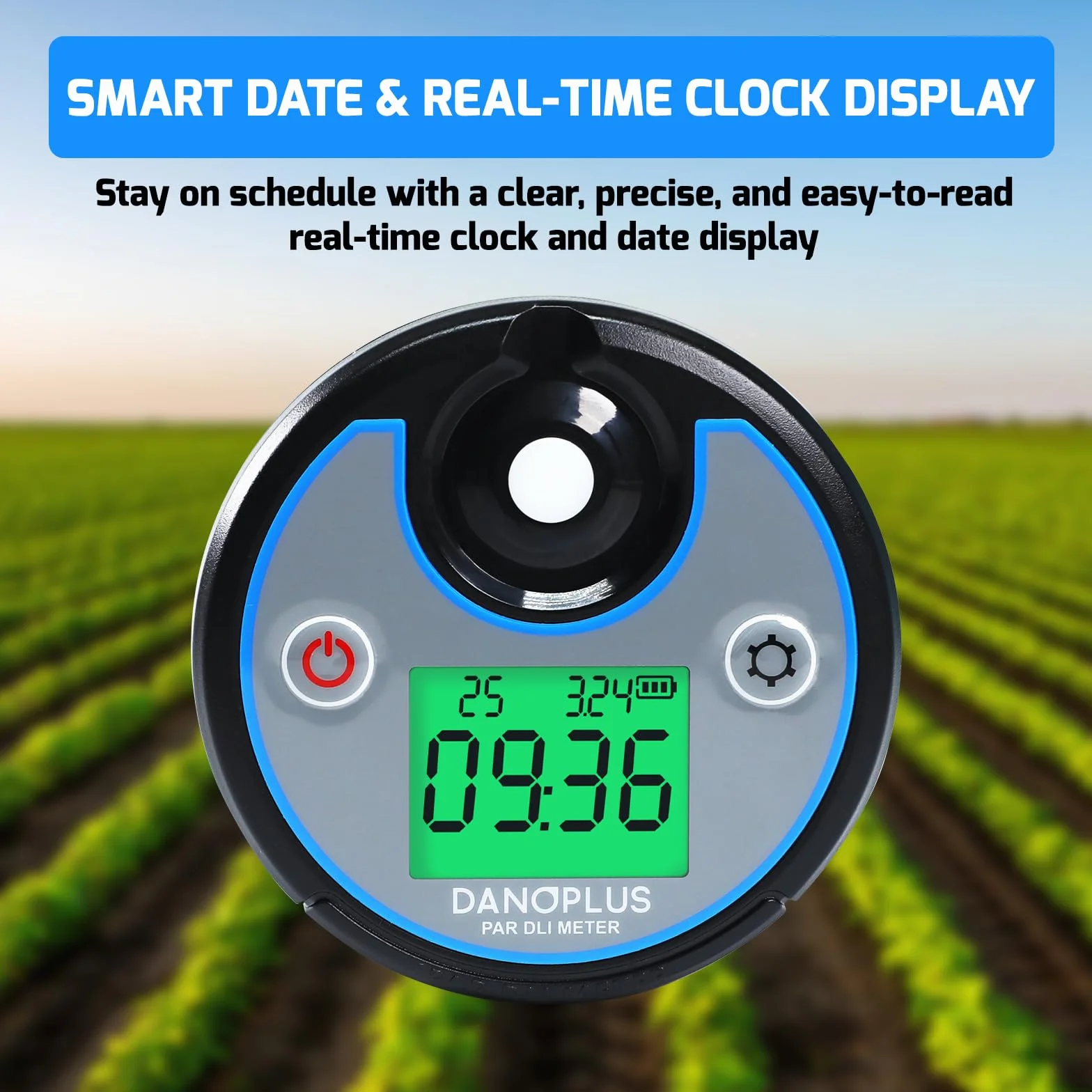 PAR Meter 2 in 1 DLI Meter con registrazione dati 400-700 nm PPFD Misuratore di luce solare