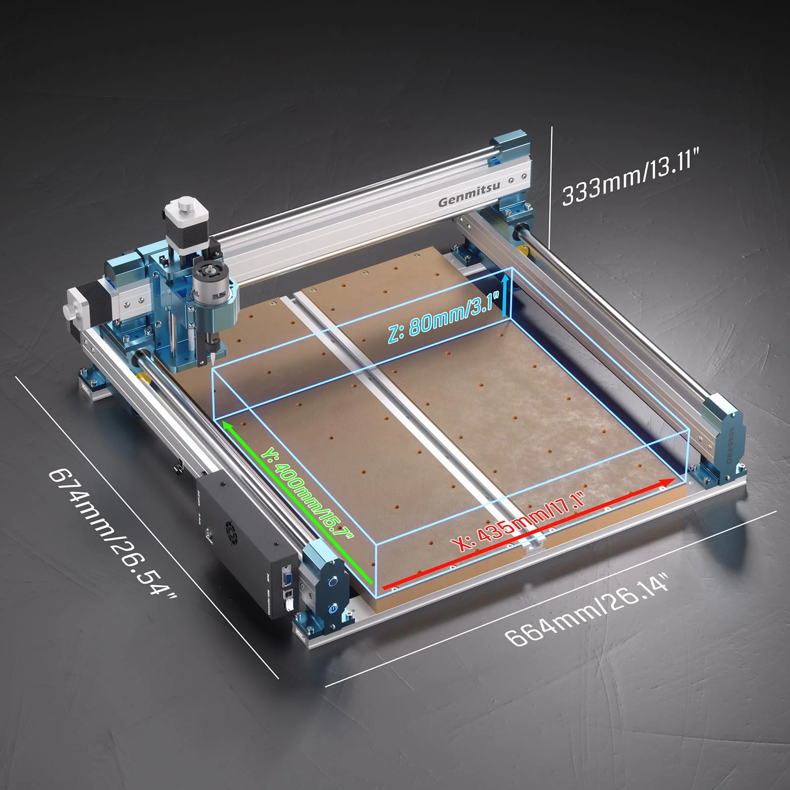 Genmitsu Macchina CNC 4040-PRO per legno acrilico MDF Nylon intaglio, controllo GRBL, macchina router CNC a 3 assi, area di lavoro 400 x 400 x 84mm