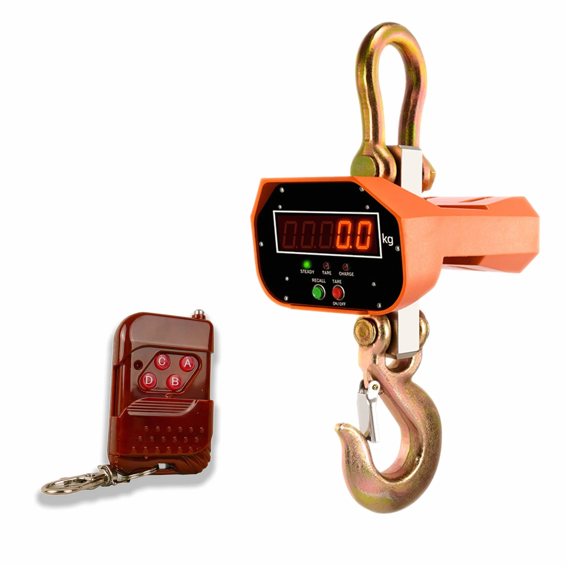HDWR wagPRO-H5000 Bilancia industriale a gancio, Capacità max. 5000 kg, Precisione +/- 200 g, Telecomando Wireless, Tara, Conversione Unità (kg/lb), Display LED Rosso Lisibile, Batteria 5000 mAh