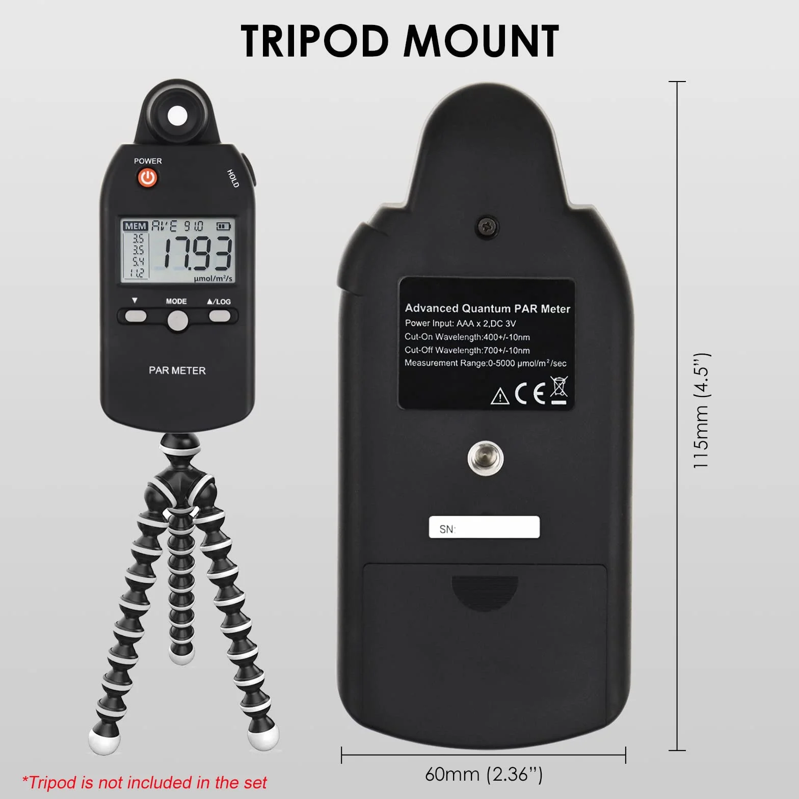 Quantum PAR Meters PPFD tester 400-700nm Lux per piante da interno ed esterno