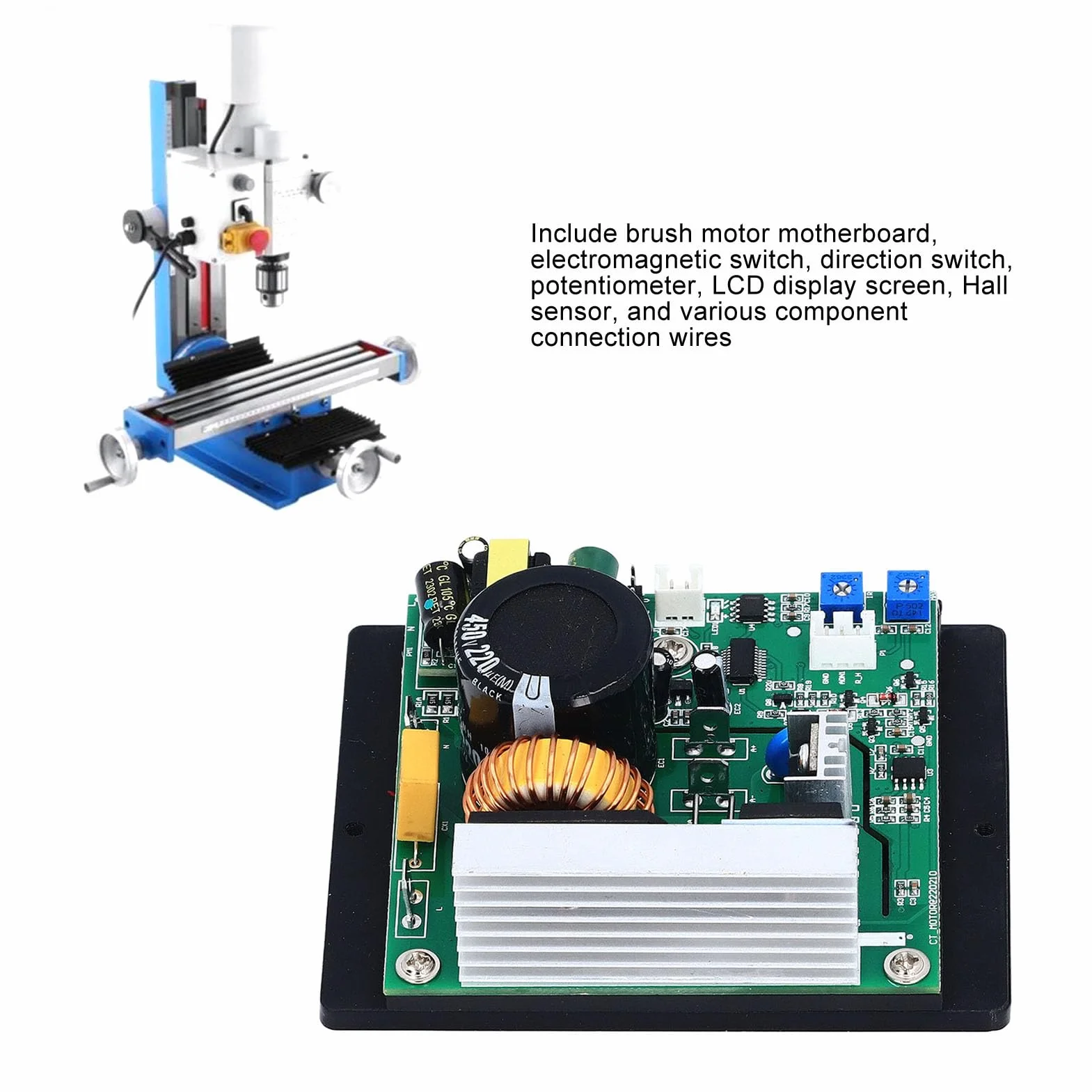 Scheda di Controllo Motore per Mini Tornio 250V 18A, Regolatore di Velocità Universale con Display Digitale, Interruttore Magnetico, Potenziometro e Protezione da Sovraccarico (DC 0-180V)