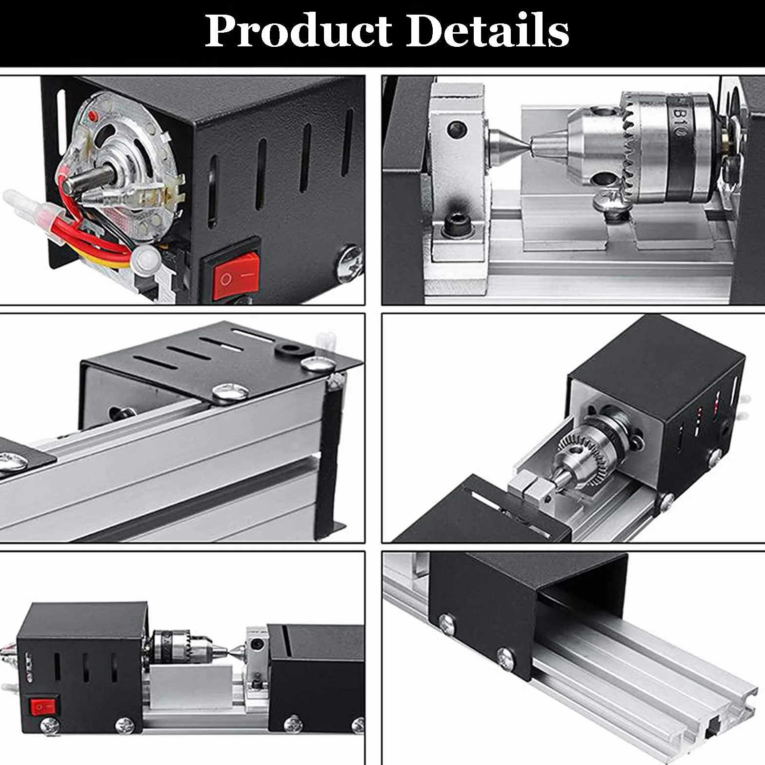 200W Mini Tornio Per Legno, Mini Tornio Per Metallo Mini Fai-Da-Te Tornio Per Legno Rettifica Lucidatura Utensile Per Trapano Mini Tornio A Velocità Variabile Tornio Parallelo (EU Plug)