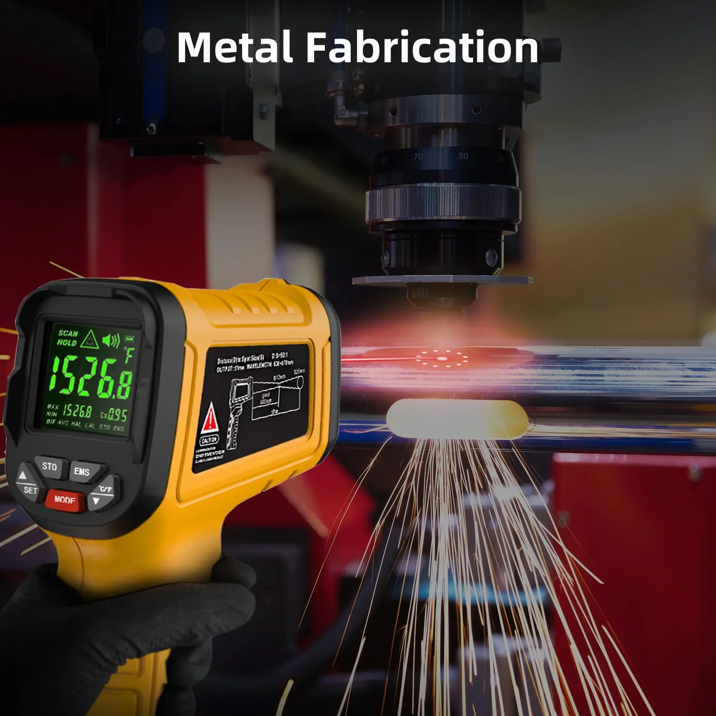 BSIDE H3 Termometro Infrarossi -58℉~2552℉ (-50℃~1400℃) 50:1 Pirometro Digitale con LCD a Colori Memoria Allarme Pistola Laser Temperatura