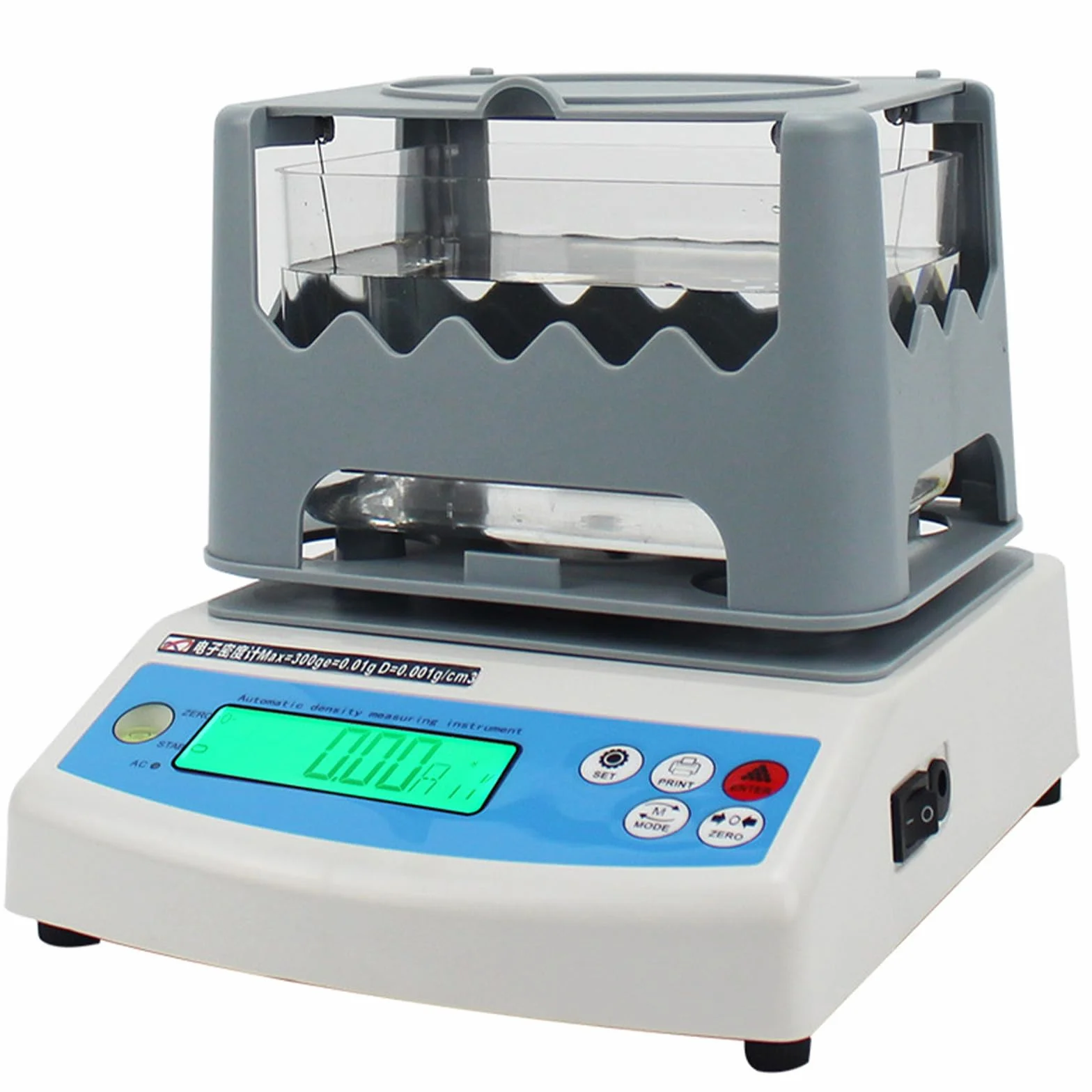 Densimetro solido digitale 0,001 G/cm³ per gomma plastica PVC metallo metalli preziosi, tester volume densità spostamento acqua