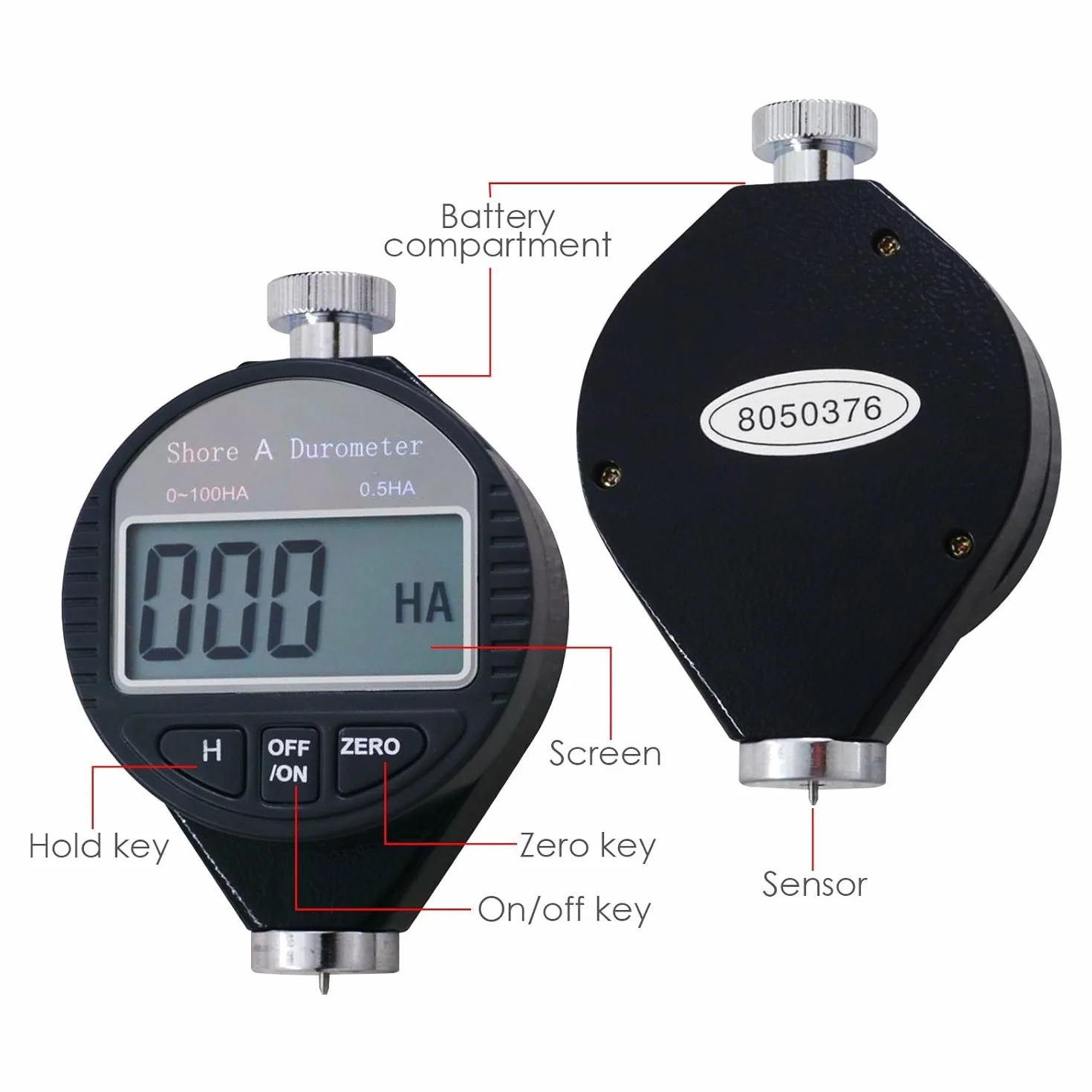 Digital 100HD A Durometro Shore Tester durezza gomma Display LCD misuratore
