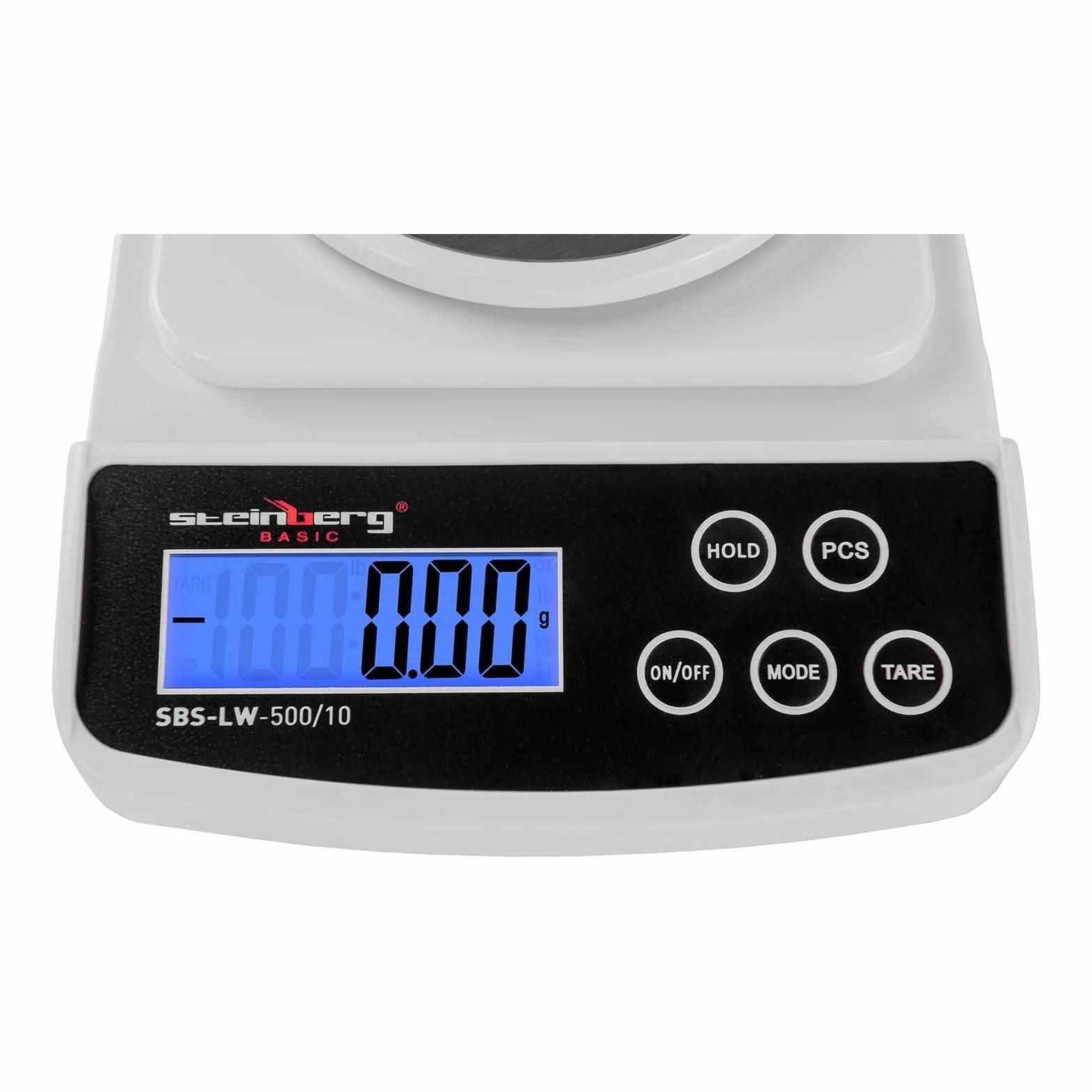Steinberg Systems SBS-LW-500/10 WS Bilancia Di Precisione Digitale (500 g / 0,01 g, Display LCD, 5 Unitá di Misura, Scala Professionale, Ideale Per Cucina e Laboratorio)