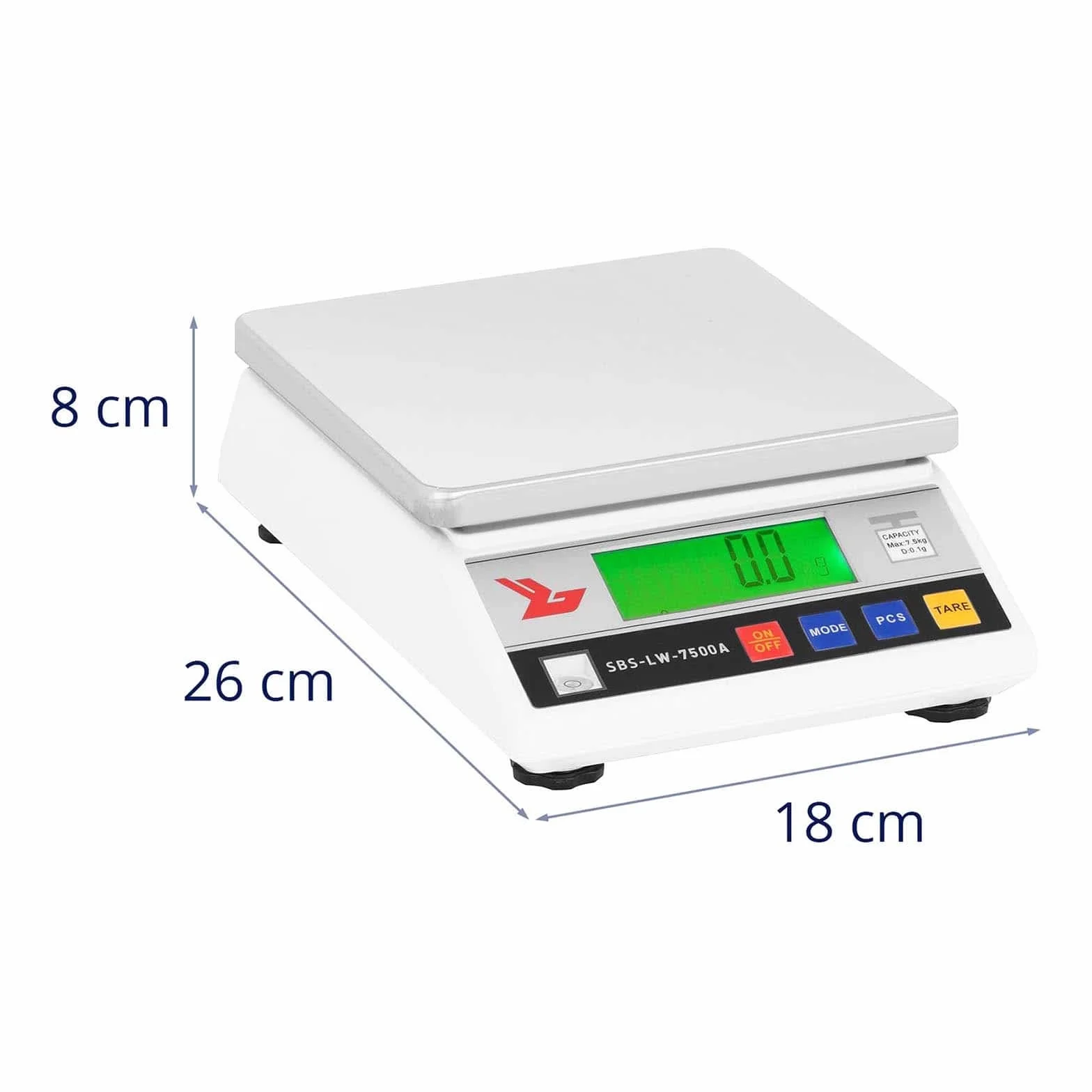 Steinberg Bilancia di precisione cucina professionale 7500 g/0,3 g superficie di pesatura 18 x 18 cm