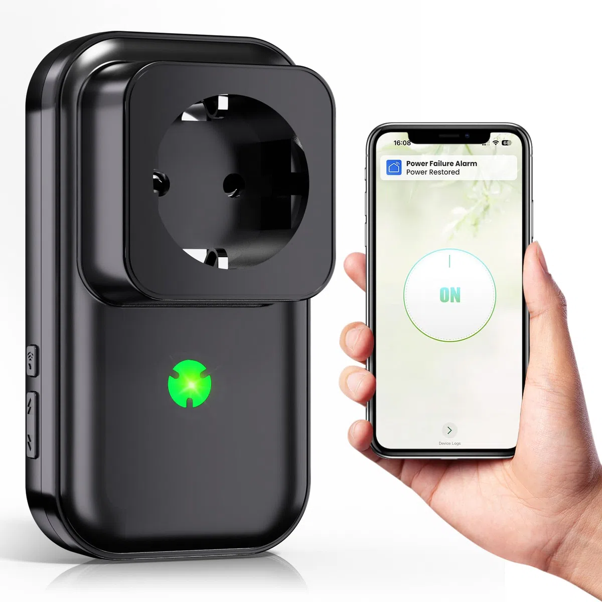 Rilevatore di interruzione di corrente WiFi, con indicatore LED, sensore di interruzione di corrente 0-110 dB in caso di interruzione di corrente per frigoriferi, congelatori, acquari (nero