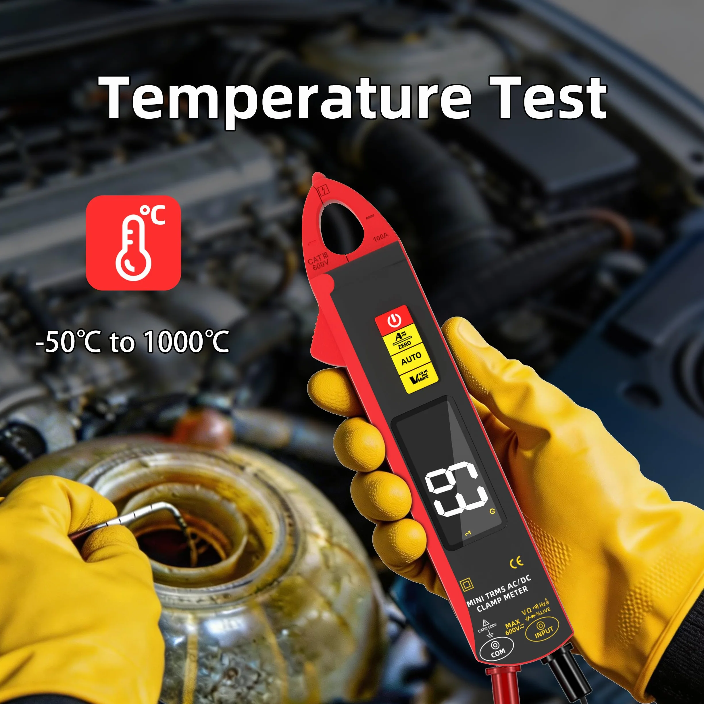 BSIDE UX1 1mA Pinza Amperometrica Bassa Corrente DC AC TRMS, Pinza Corrente di Dispersione per Automotive, Multimetro Automatico Ricaricabile di Tensione Resistenza Capacità Diodi Temperatura e NCV