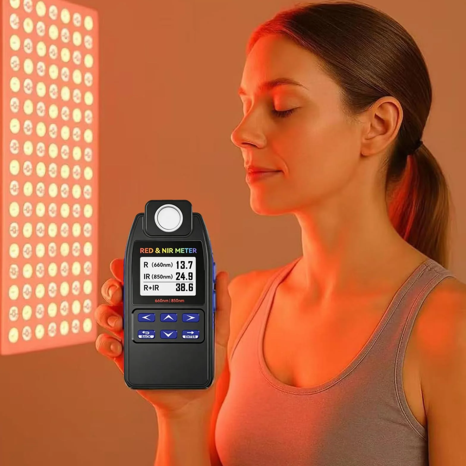 Metro di Irradianza a Luce Rossa/NIR 660nm 850nm AH-DRNIR Radiometro Professionale a Doppia Lunghezza d'Onda