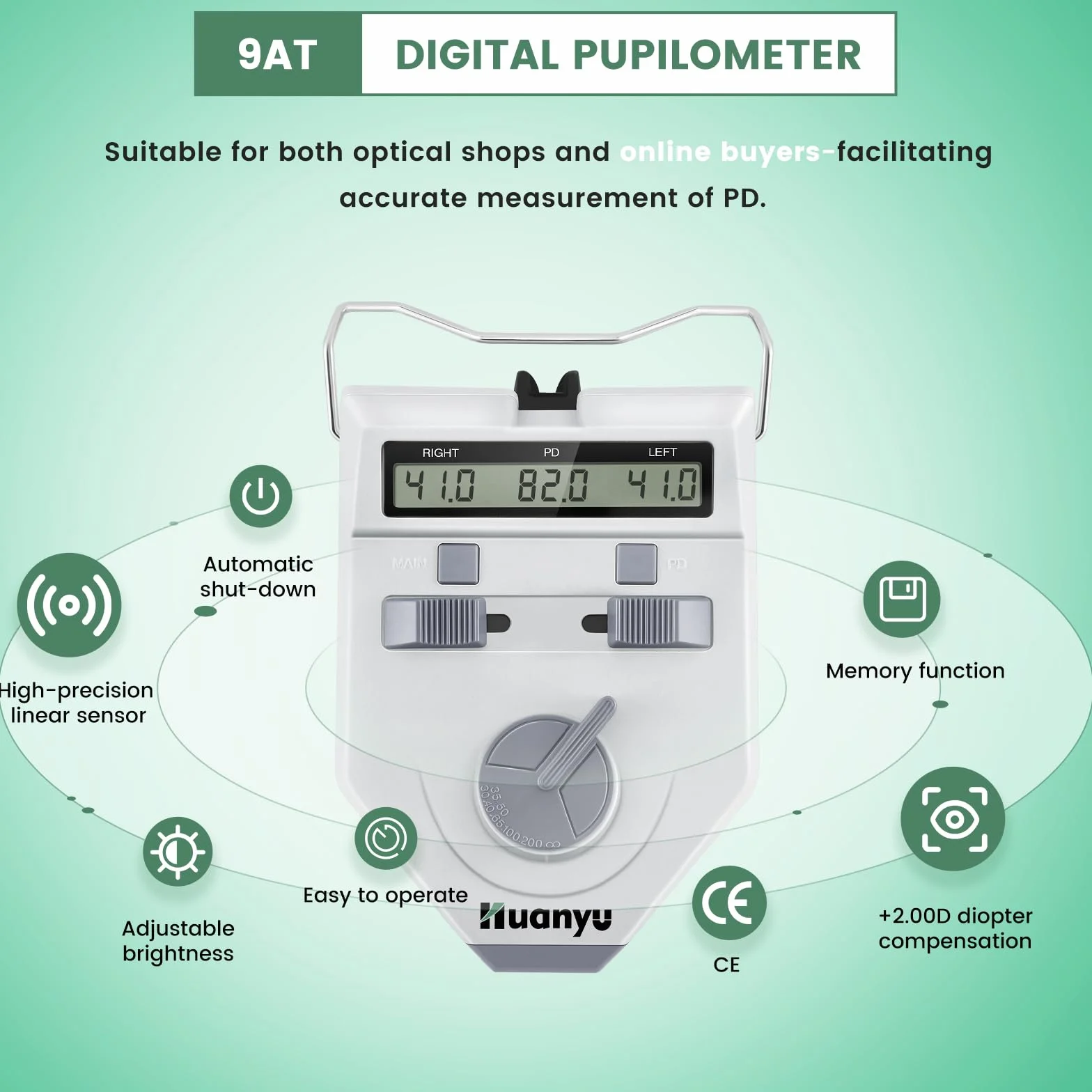 Pupillometro ottico digitale PD Meter 45-82mm LY-9AT Precisione 0,1-0,5mm LCD