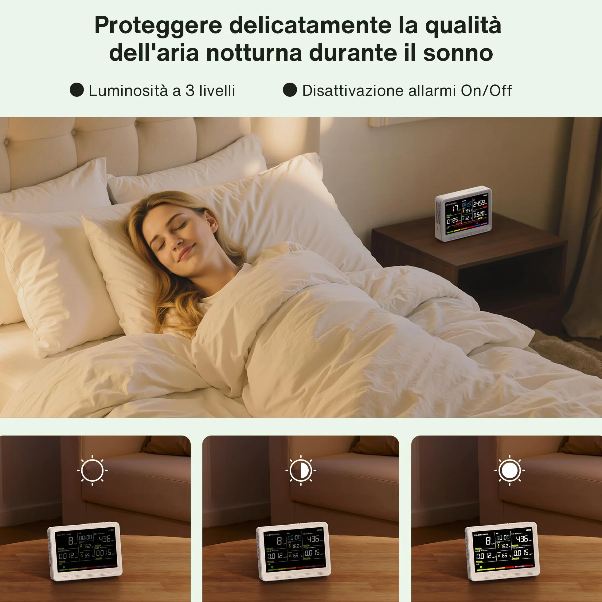 bonoch Professionale 16-in-1 Misuratore Qualità dell'Aria, Rilevatore CO2 con Display 5.5" e Batteria 10h, Monitor TVOC PM2.5 PM1.0 PM10 HCHO Temperatura Umidità
