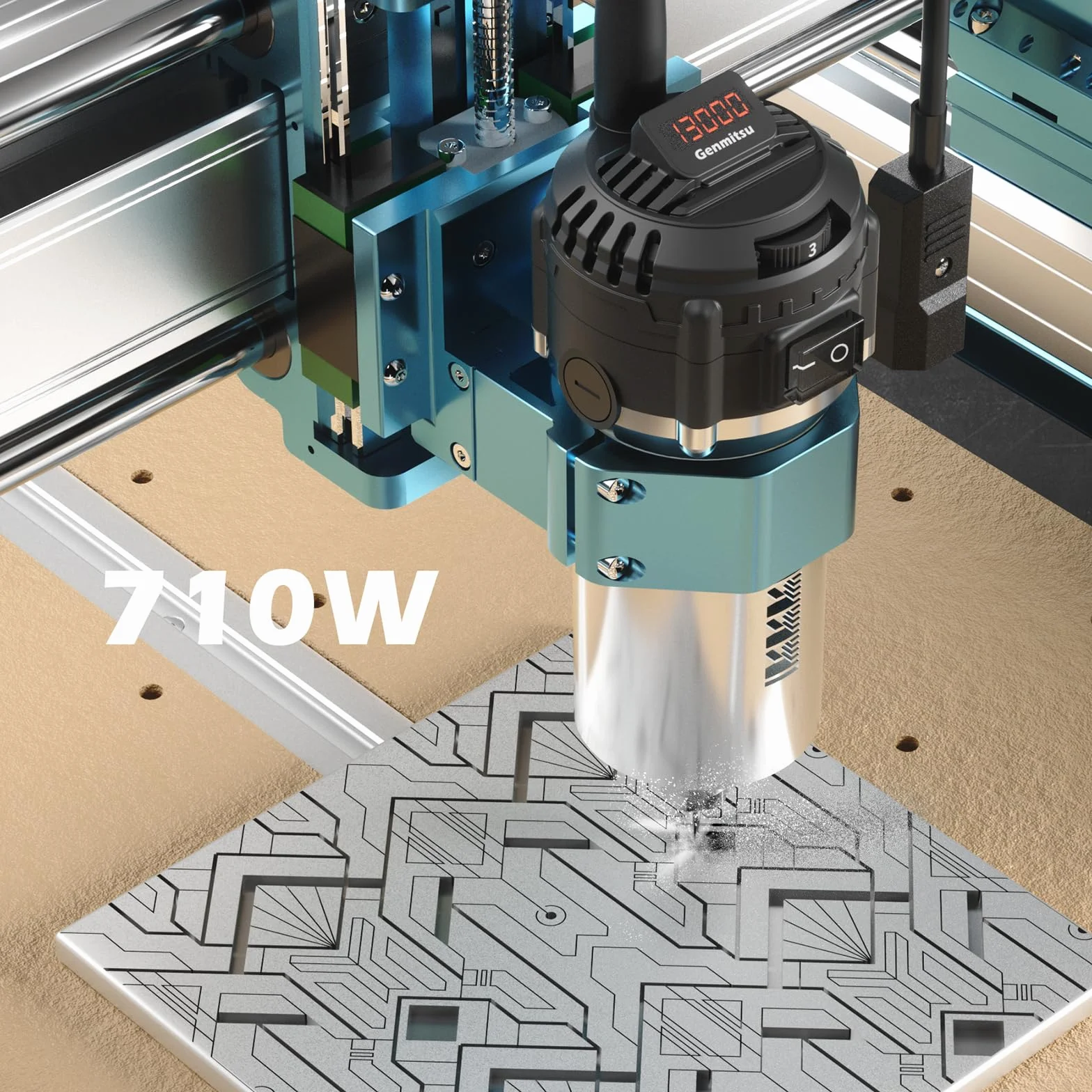 SainSmart Genmitsu 4040-PRO MAX Router CNC, Trimmer 710W e Azionato da Guida Lineare, Area di Lavoro 410 x 405 x 77mm, per Taglio e Fresatura di Legno Metallo Acrilico, Controllo GRBL
