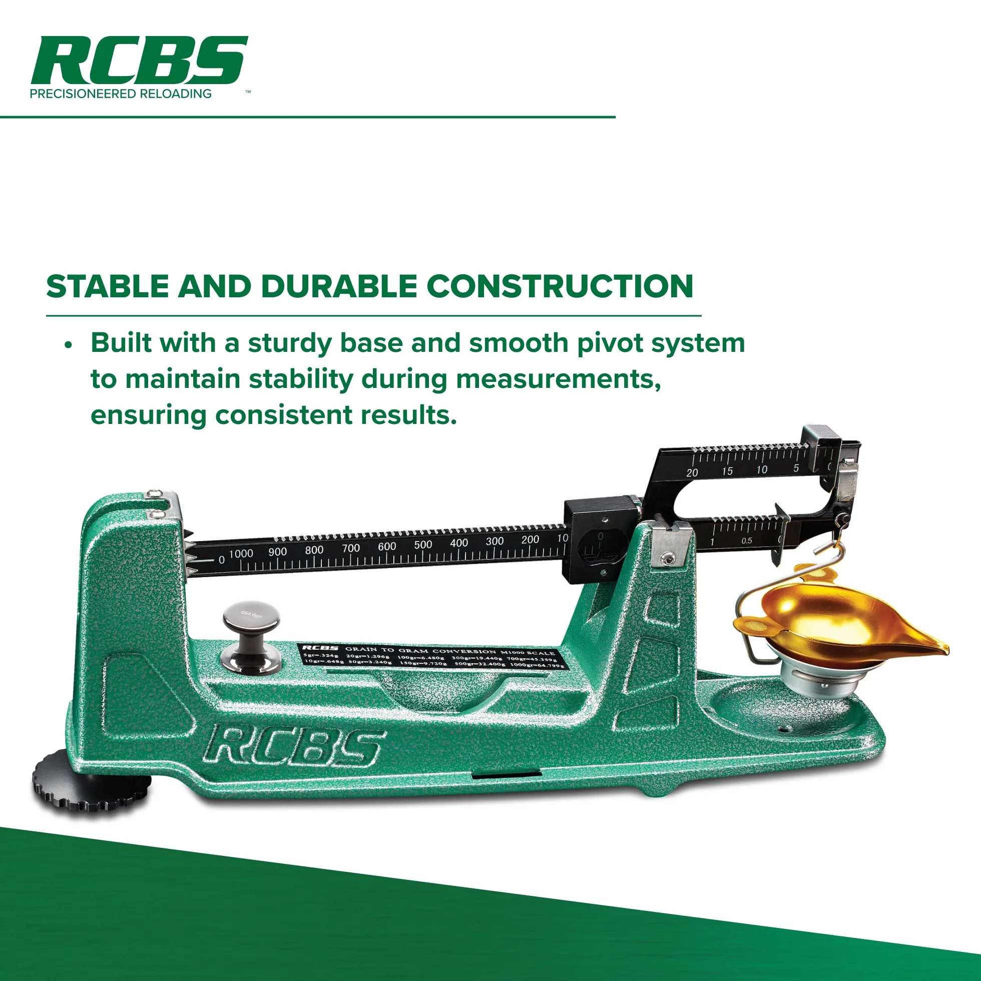 RCBS 98916, Bilancia Meccanica M1000 Unisex Adulto, Verde, Taglia Unica
