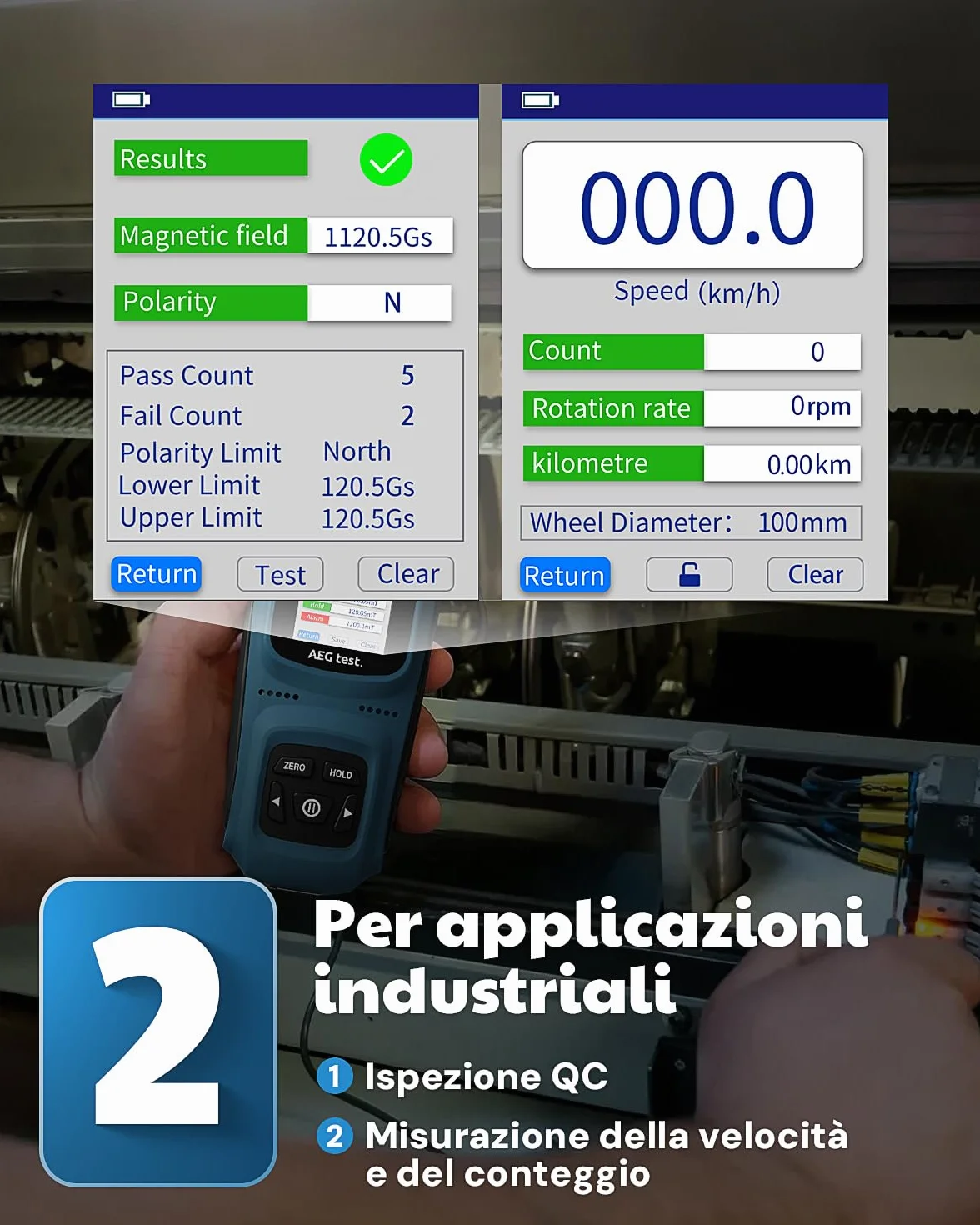 Gaussmetro Teslametro Ricaricabile 0-2500mT Misuratore Campo Magnetico Polarità Precisione ±2%