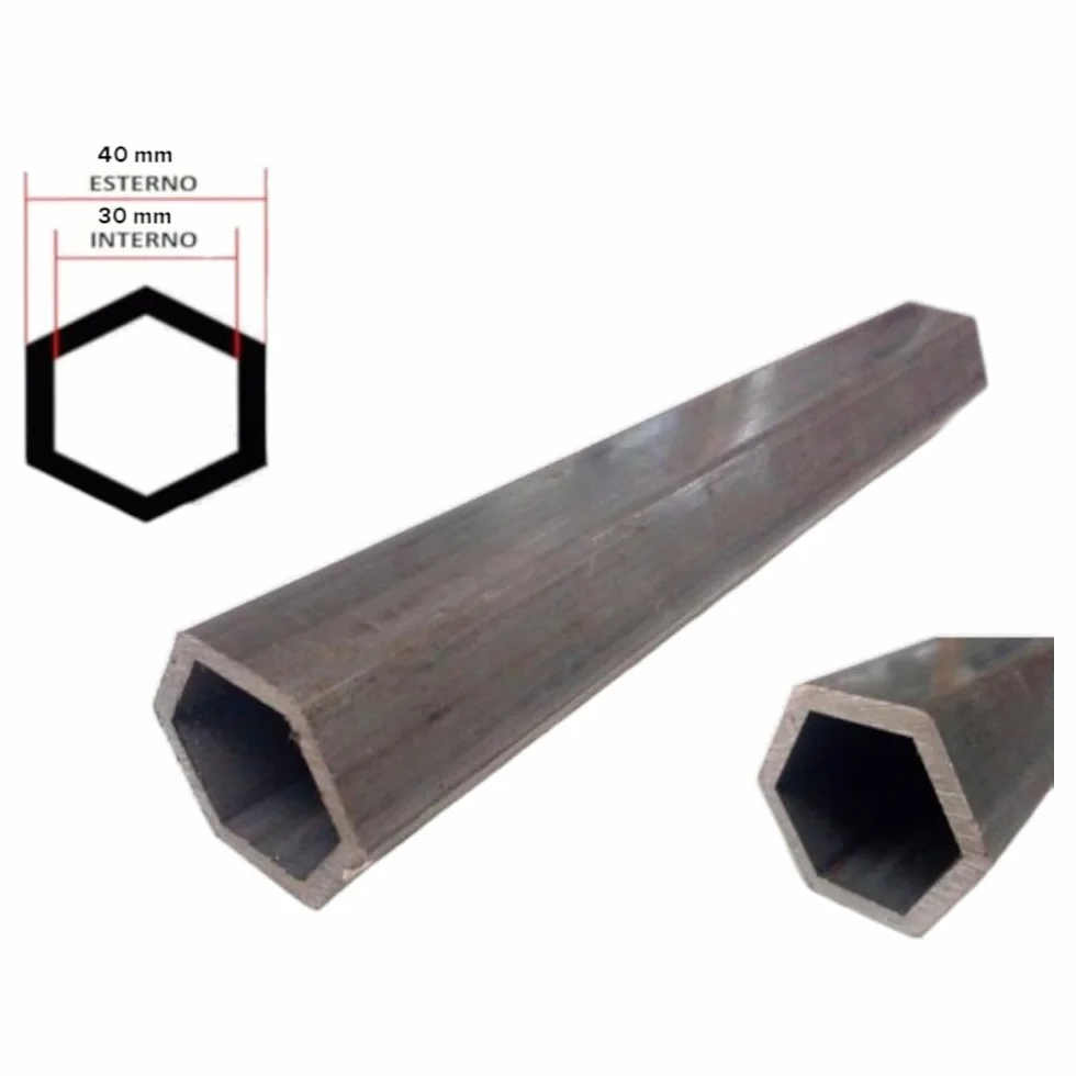 BARRA TUBO ASSE ESAGONALE TRAFILATO IN FERRO VUOTO PER APPLICAZIONI MECCANICHE (40mm*30mm*50cm)