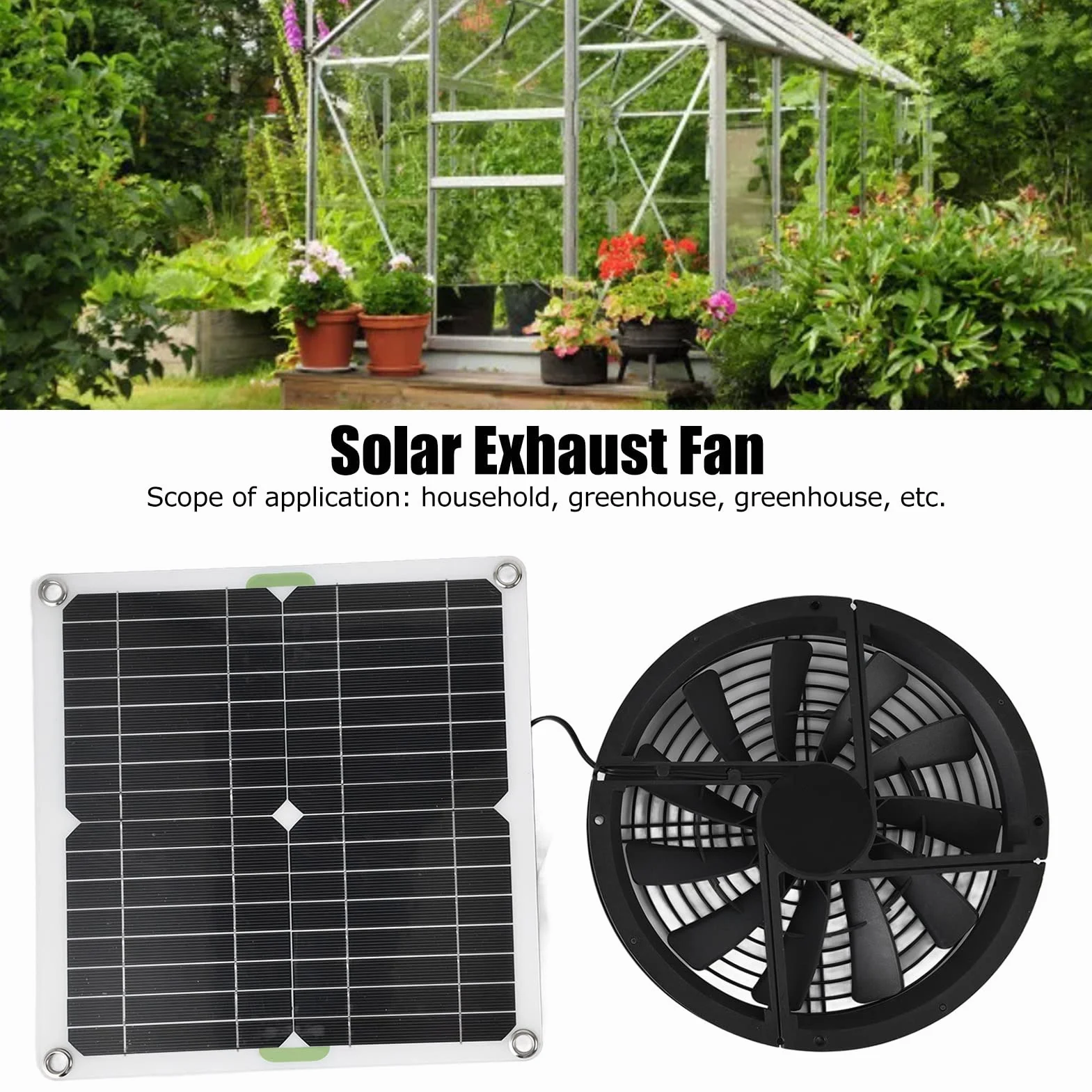 VBESTLIFE Ventilatore a Pannello Solare, Riduce la Temperatura Interna, con Una Rete di Protezione, per Ventilatore da Campeggio, Caravan, Yacht, Cuccia, pollaio