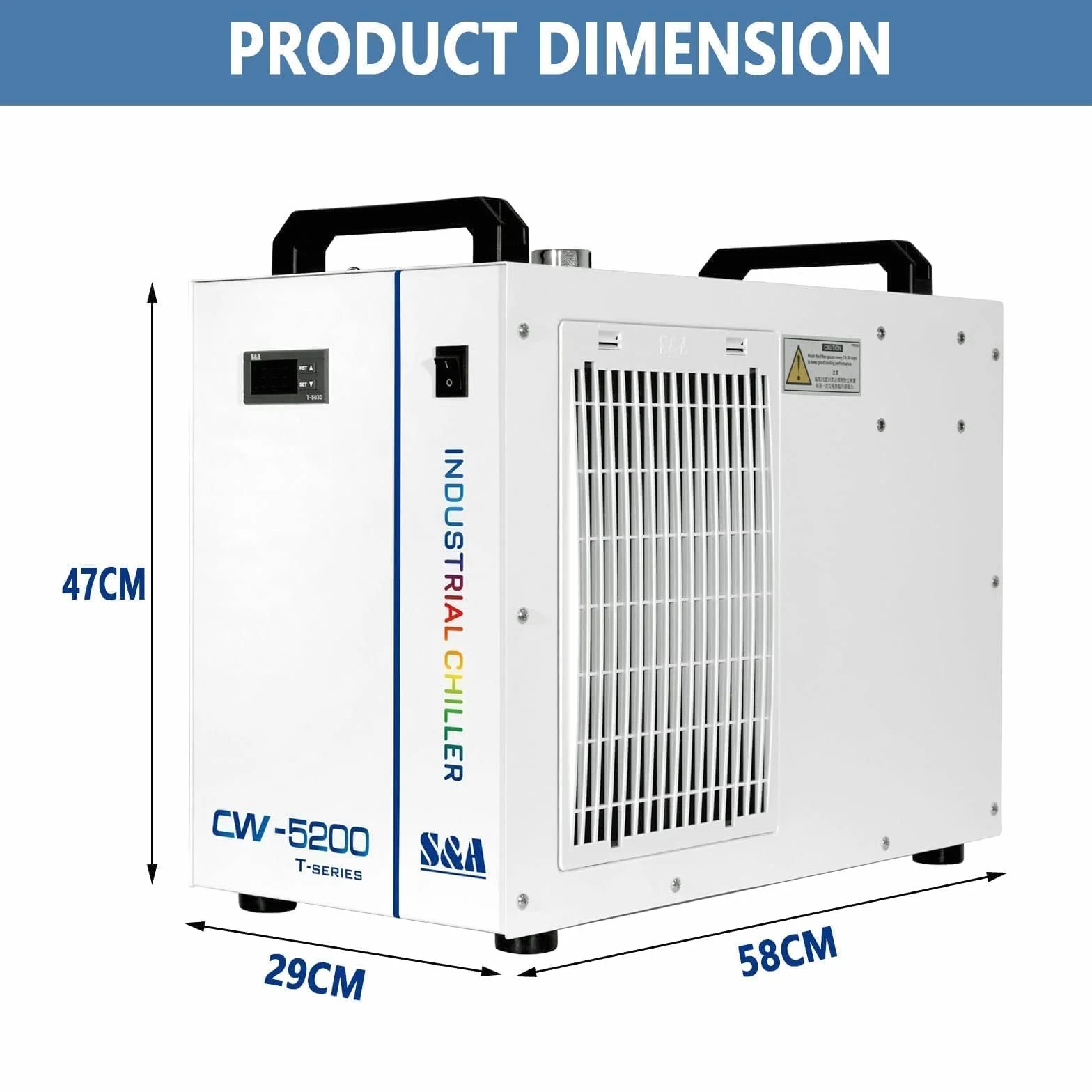 S&A CW-5200TH Industrial Water Chiller 7L CO2 Laser Cooling 80W-150W
