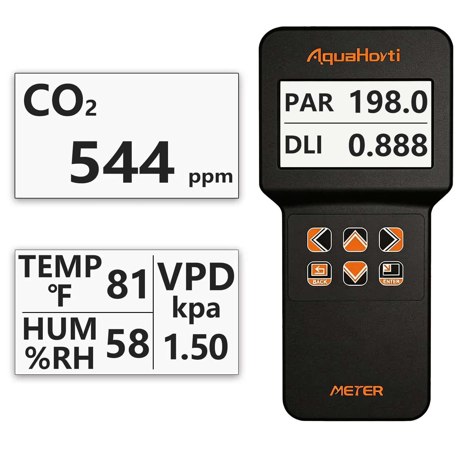 Misuratore PAR AH-200 con sensori di CO₂, temperatura e umidità - Registrazione USB per serre e coltivazione