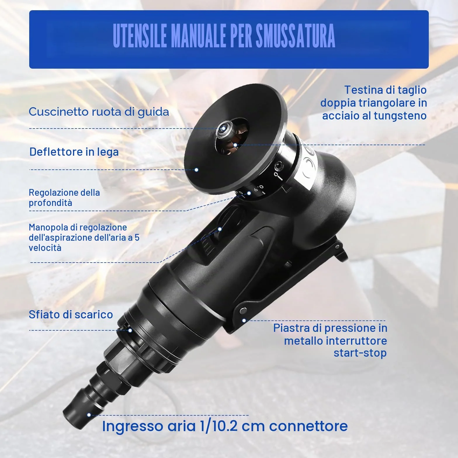 Mini smussatrice pneumatica 30000 giri/min 45 gradi per metallo e legno lame angolari C & R