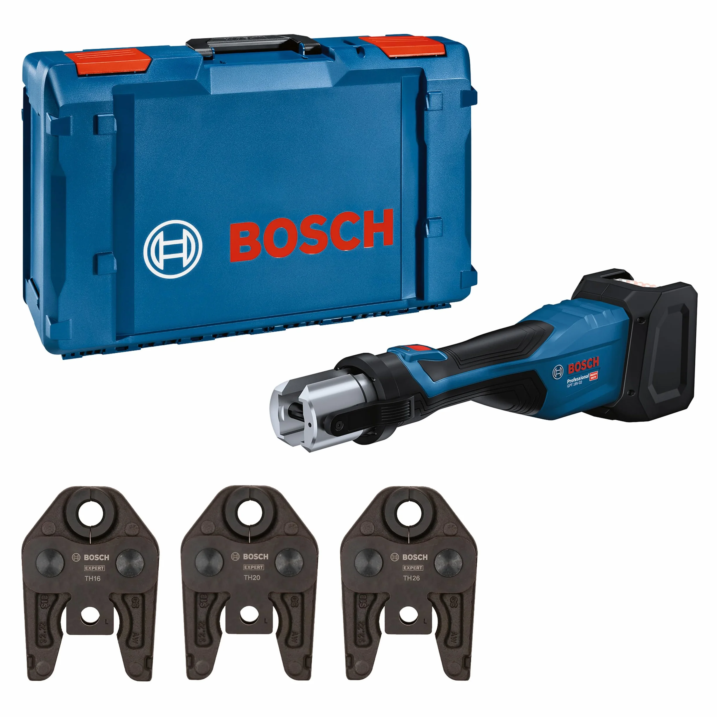 Bosch Professional Pressatrice a batteria GPT 18V-32 32 kN raccordi plastica 110 mm metallo 54 mm XL-BOXX