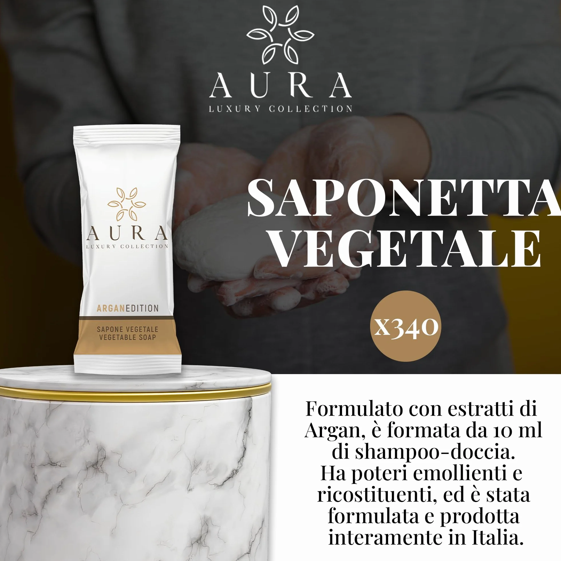 Aura Luxury Collection Kit 340 Saponette Ovali All'Argan 9 gr