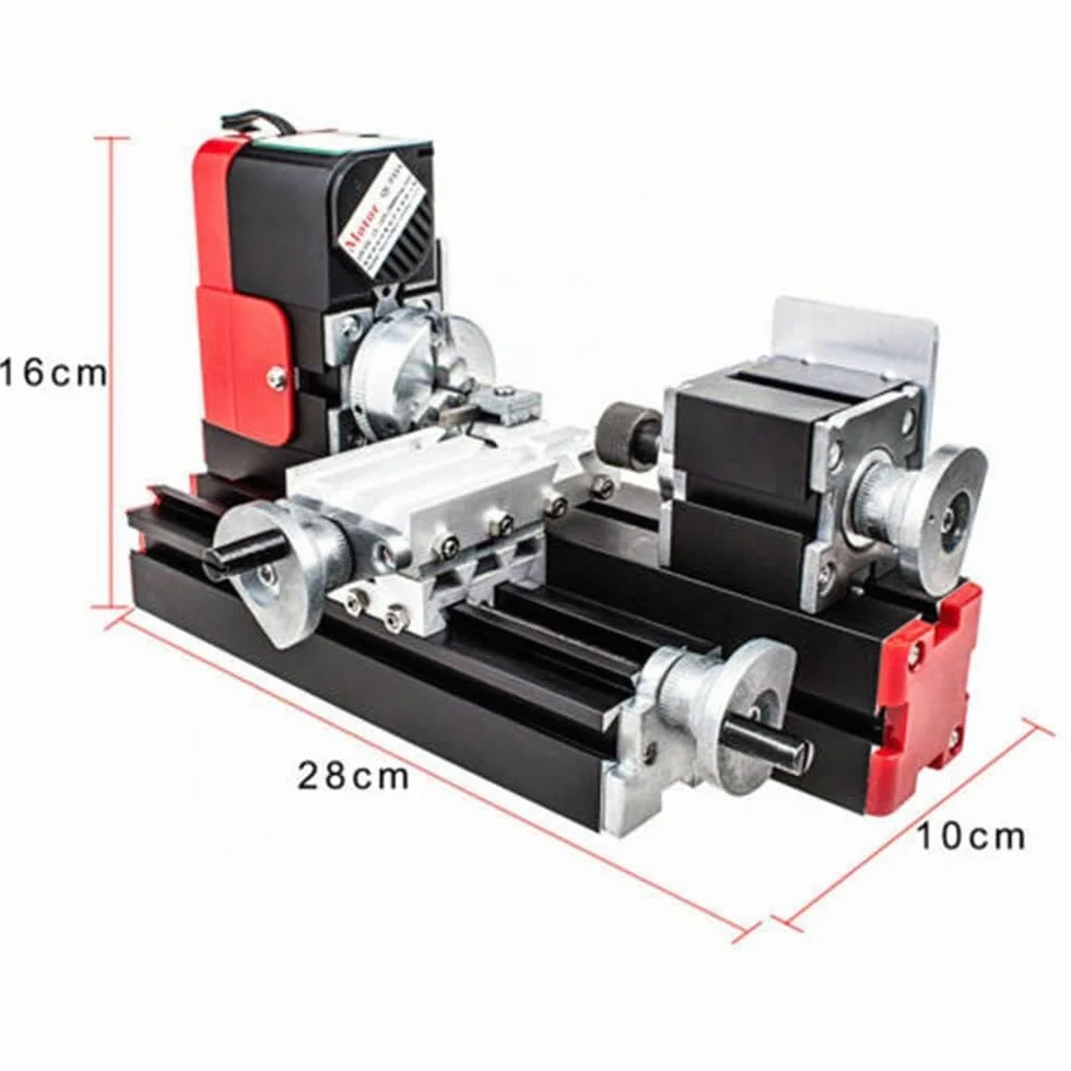 Mini Tornio per Metallo, Mini Tornio Manuale Motorizzato per Lavorazione del Legno DC 12V Mini Macchina Manuale per Lavorazione del Legno 20000 giri/min