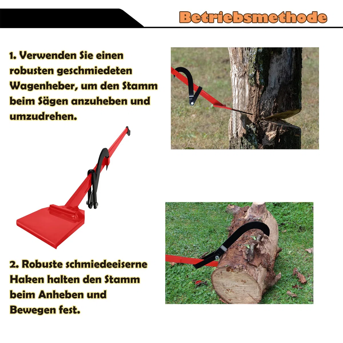 SUBTLETY 130cm Leve e Cunei per Abbattimento Pesante Sollevatore per l'Abbattimento degli Alberi Cuneo con Manico Antiscivolo e Gancio Reversibile Portata fino a 250KG per Giardino e Paesaggistica