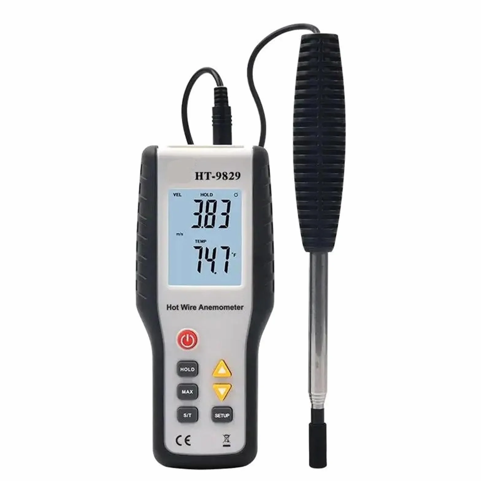 Anemometro termico a filo caldo digitale Misuratore di velocità portatile ad alta sensibilità