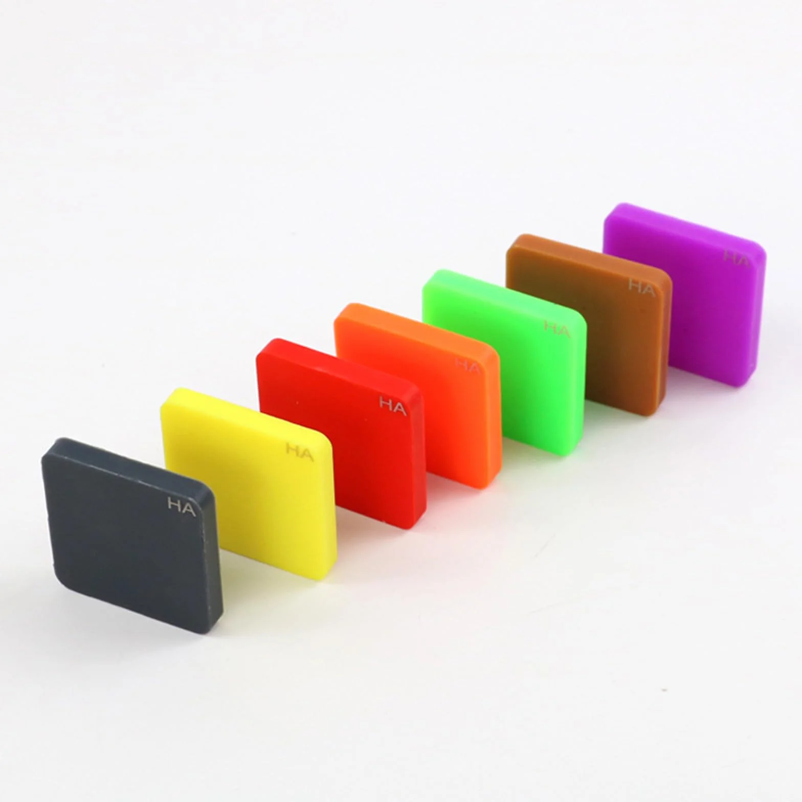 Blocco di Prova di Durezza Shore 7 Colori, Kit Durometro Gomma Plastica 50x50X7mm, per PVC Morbido Pelle Poliestere