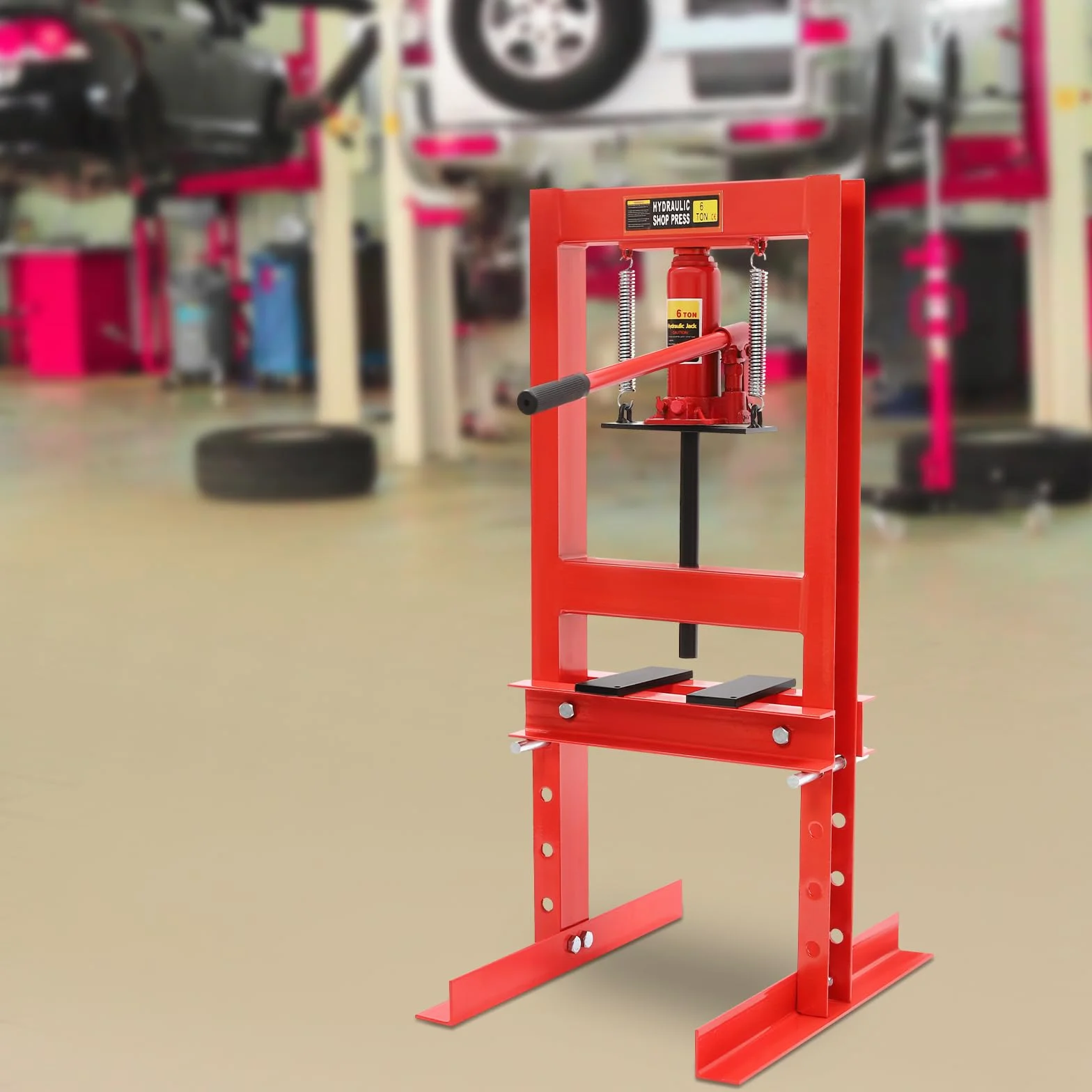 Pressa idraulica professionale 6T, distanza lavoro 0-28 cm per officina meccanica