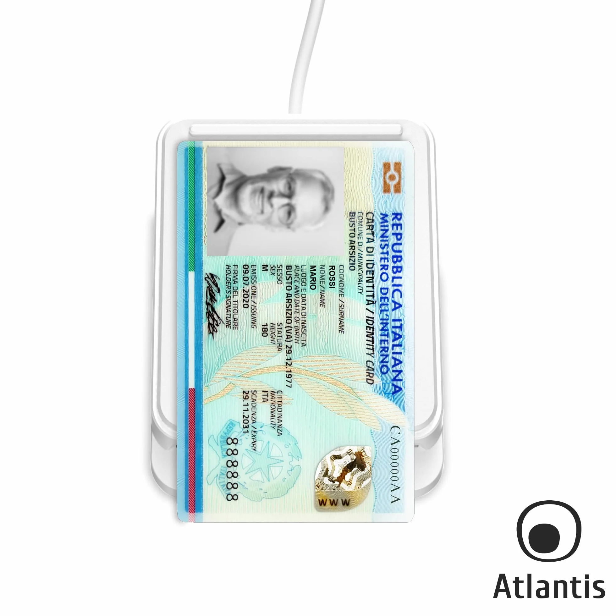 Atlantis lettore cie 3.0 carta d'identità elettronica e tessera sanitaria italiana, lettore smart card cns carta nazionale dei servizi, adatto per INPS, Ag. delle entrate, INAIL, Fascicolo sanitario