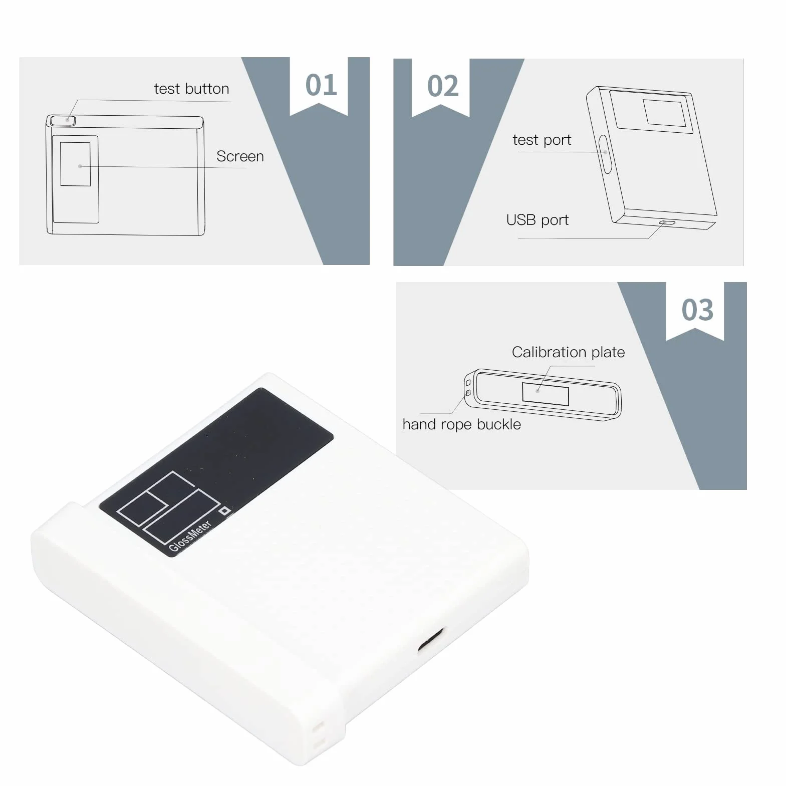 Misuratore di Lucentezza per Pietra 60° Glossometro Vernice Auto Ceramica Hardware