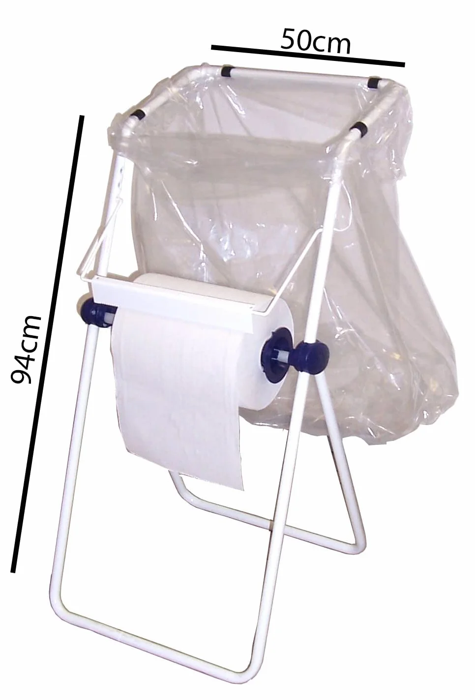 Tecnokit portarotolo industriale maxi da pavimento 45x46x95h acciaio bianco per bobine carta 40 cm