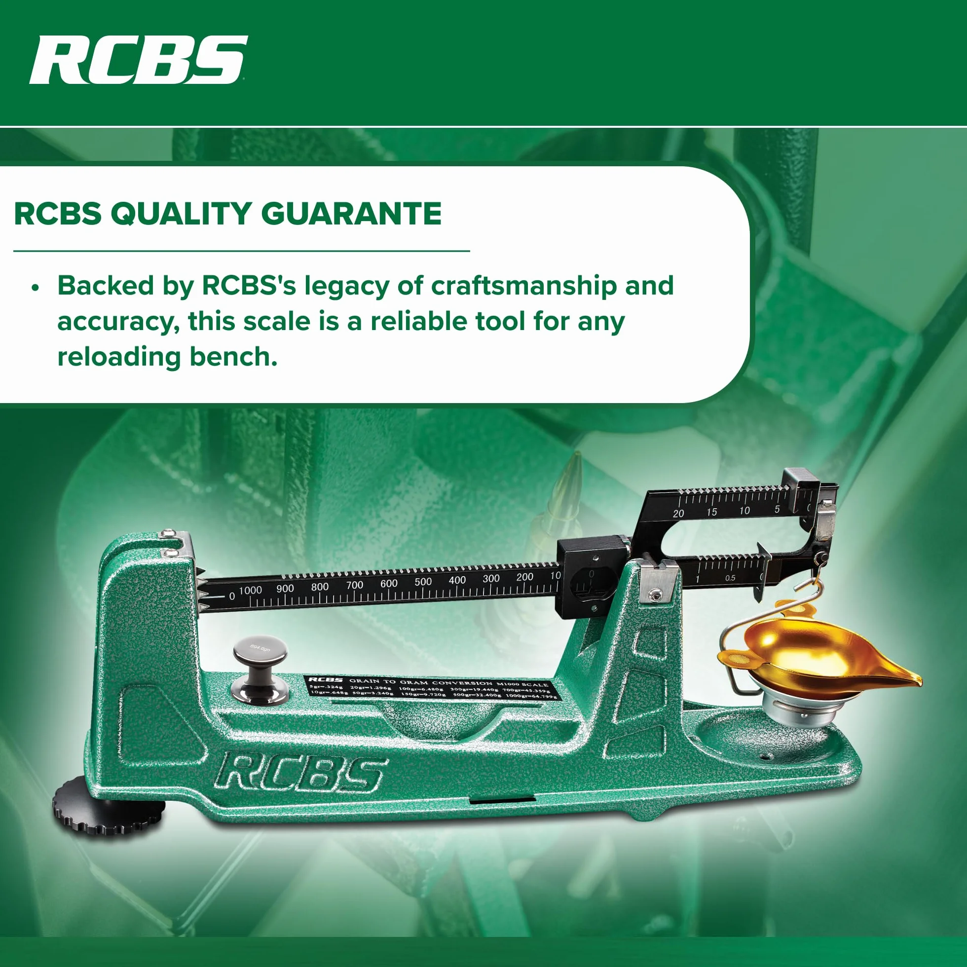 RCBS 98916, Bilancia Meccanica M1000 Unisex Adulto, Verde, Taglia Unica