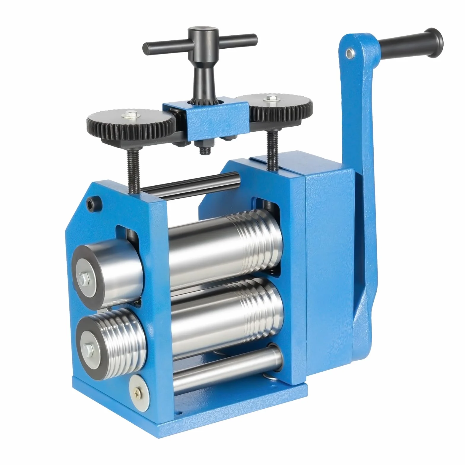 Rullo manuale 3 in 1, 75 mm, rullo combinato, rullo manuale, rullo per gioielli, spessore regolabile 0,03 – 6,5 mm, per platino/K oro/ottone/alluminio