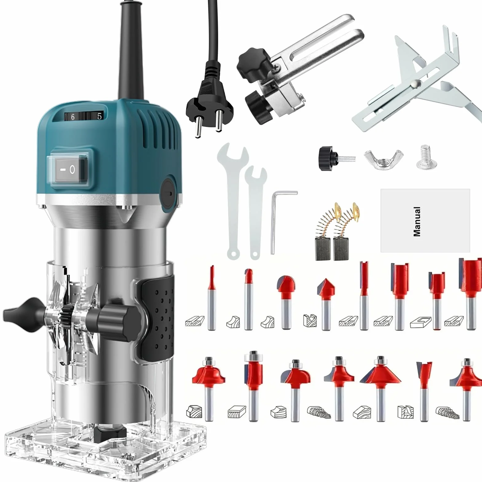 Pantografo per legno, Motosega Compatta 220V 800W 30000 RPM con 6 Velocità Regolabili per Intaglio e Rifilatura Bordi, Lavori di Precisione