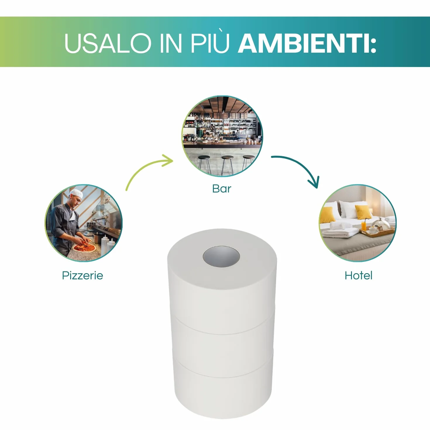 Virsus Carta Igienica Industriale Mini Jumbo BIANCA 24 Rotoli Pura Cellulosa 135mt 2 CF x 12 Pezzi