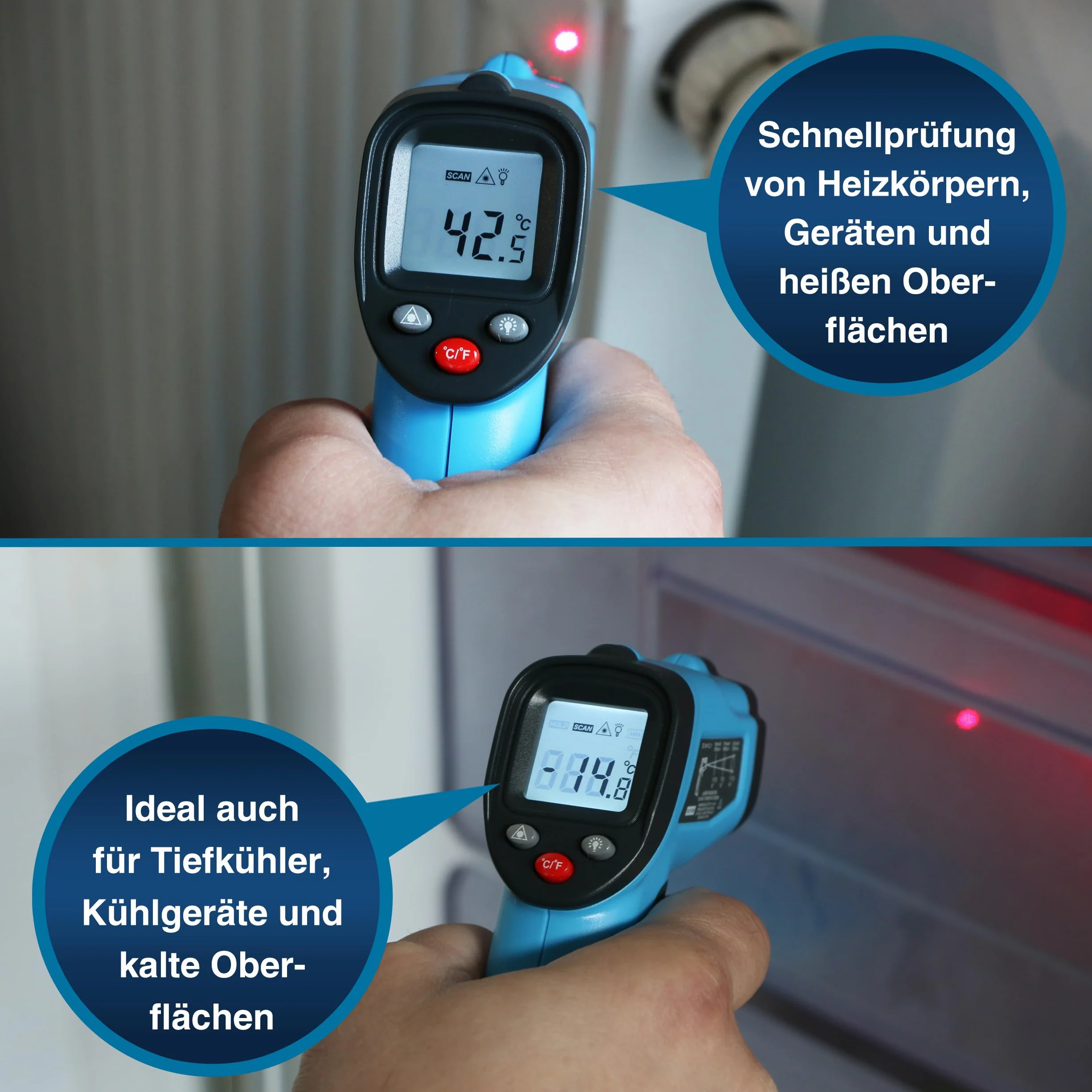 PeakTech 4940 Termometro a infrarossi con laser -50°C a 600°C 12:1 0,5s emissività 0,95