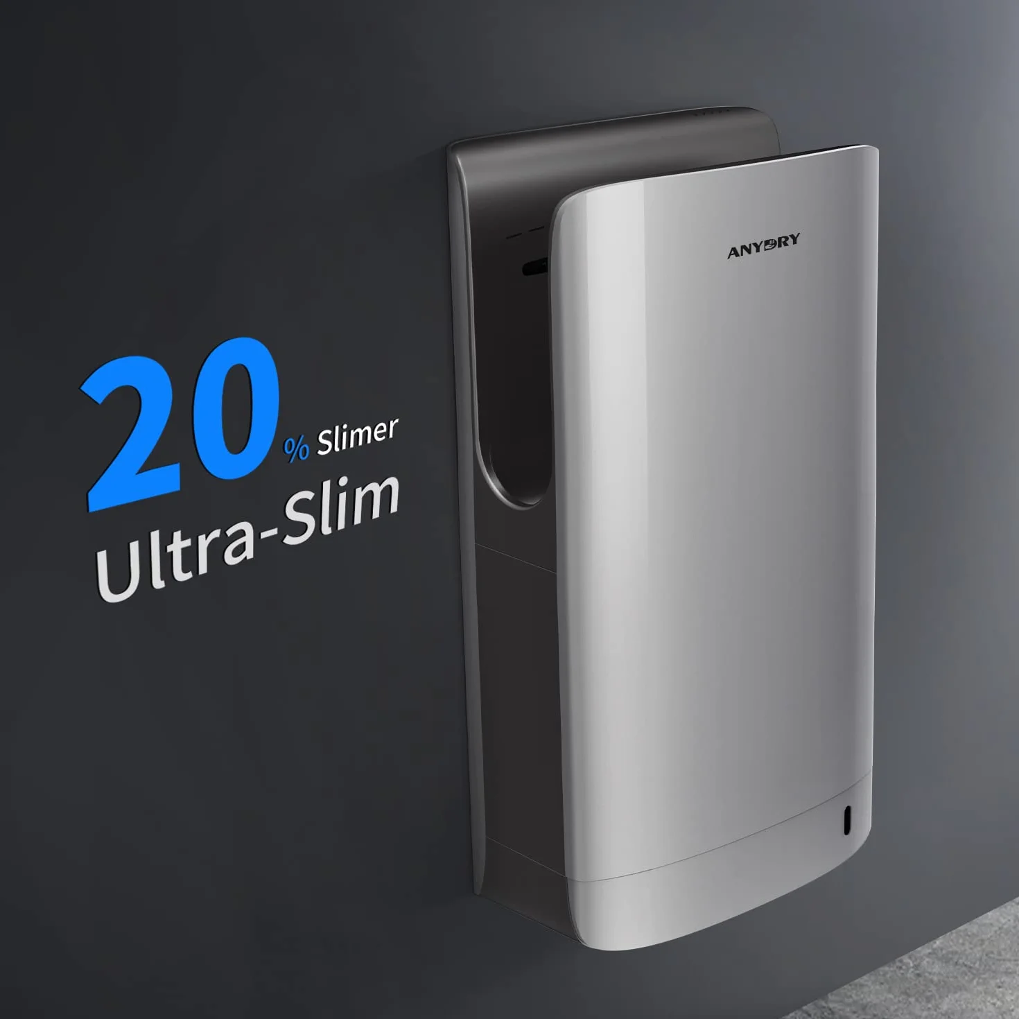 Anydry Asciugamani Elettrico Commerciale Professionale 1400-1750 Watt 7-10 Secondi Argento
