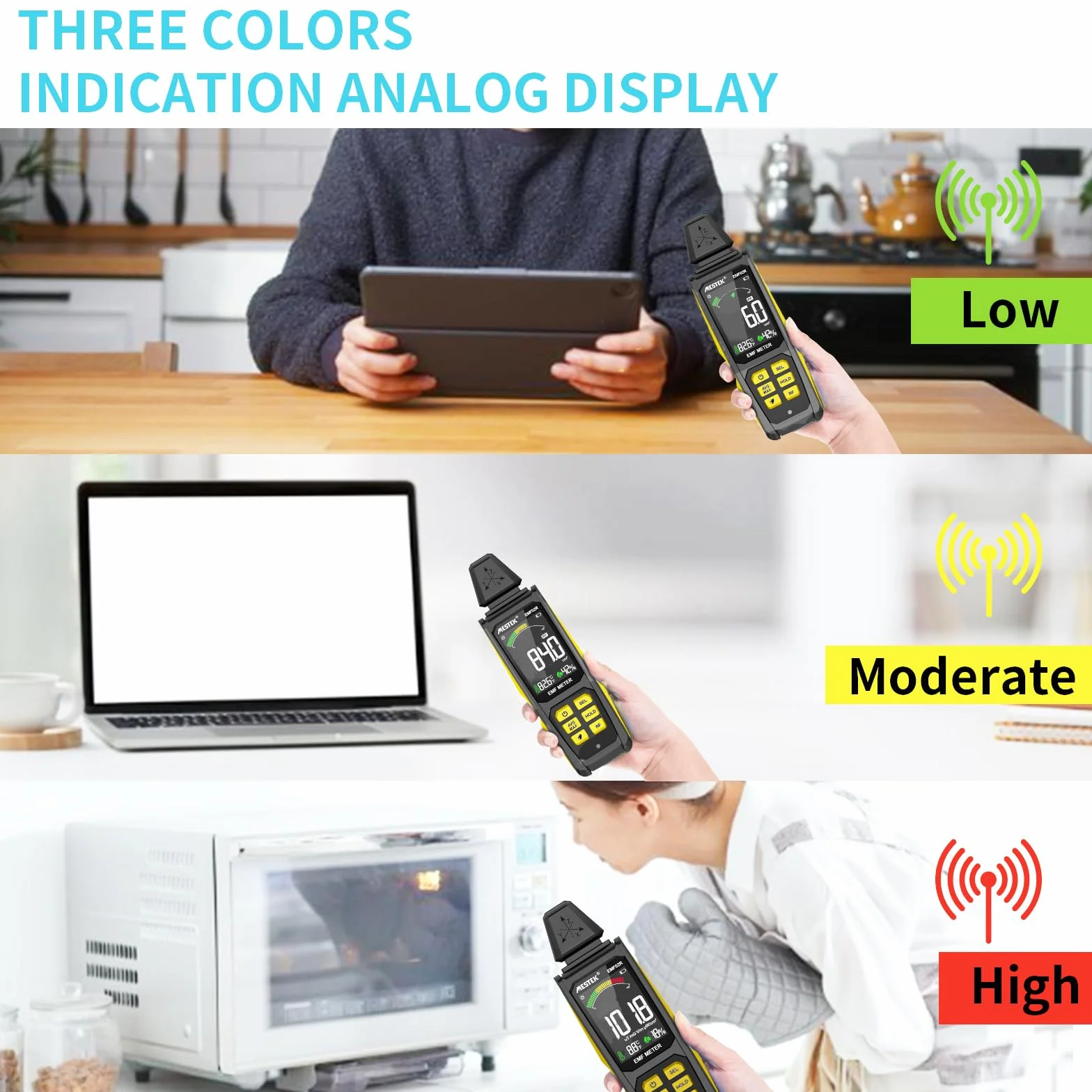 Misuratore EMF MESTEK Rilevatore di Campi Elettromagnetici 5 in 1(EF/MF/Frequenza Radio), Campi Elettrico/Magnetico, Radiometro ad Alta Frequenza Home Rilevazione EMF e Caccia ai Fantasmi