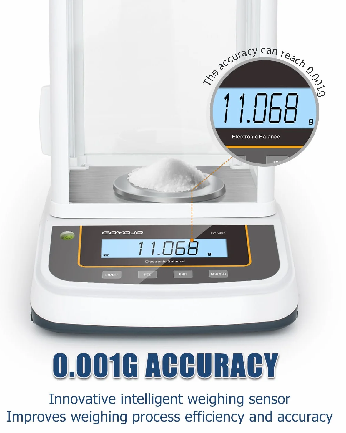 Bilancia di Precisione 0.001g 500g Elettronica con Protezione Antivento