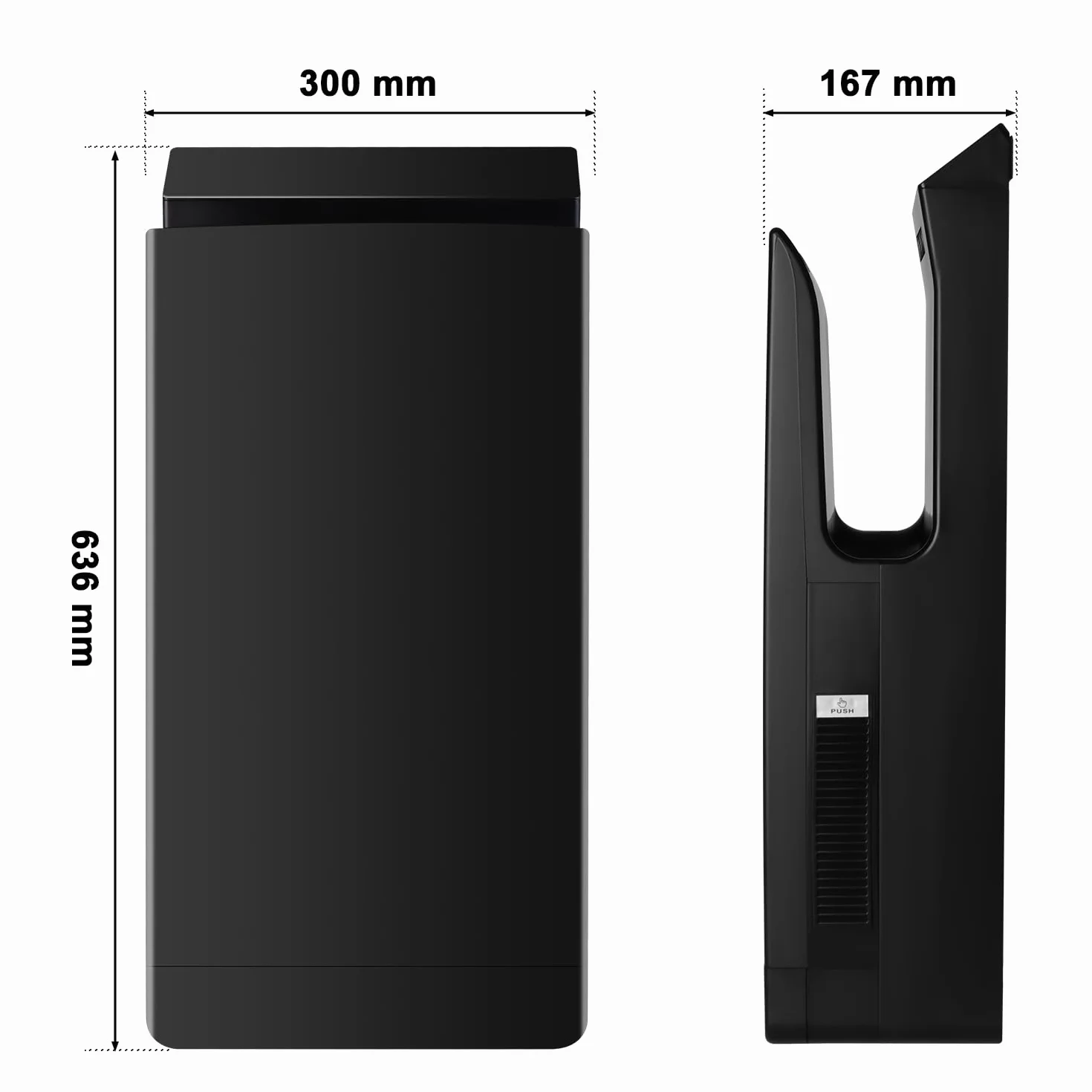 Asciugamani Elettrico Bagno Commerciale 1350W, Asciugatore Mani Automatico con HEPA UV-C, Asciugatura Rapida 7s, Nero