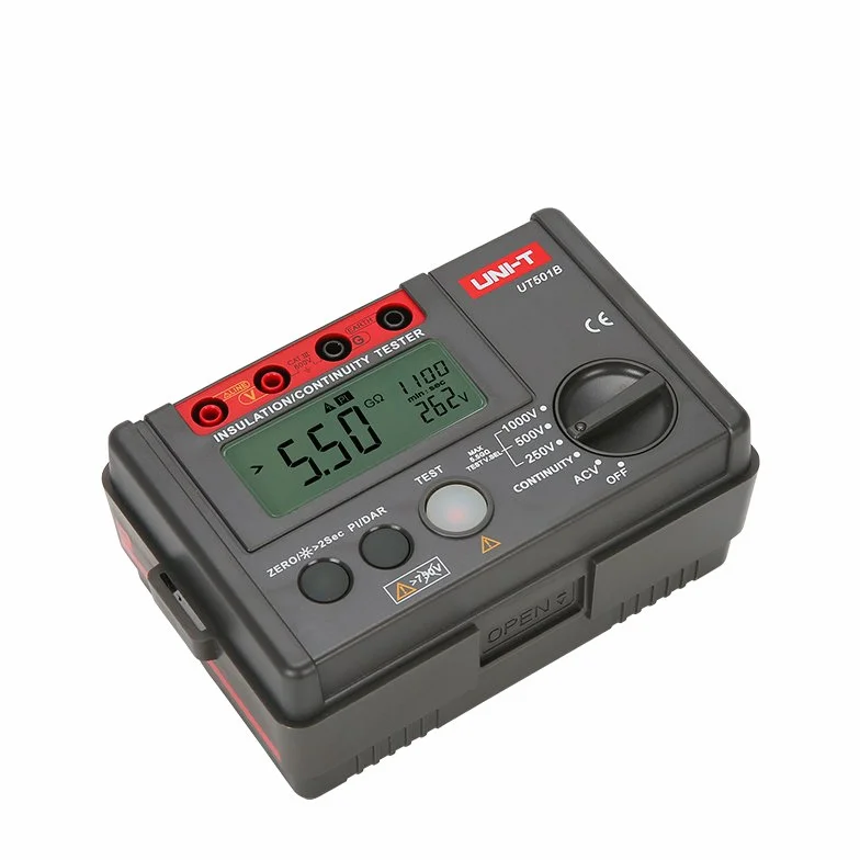 UNI-T UT501B Serie UT500 Tester di resistenza di isolamento, 250 V/500 V/1000 V, 1 mA