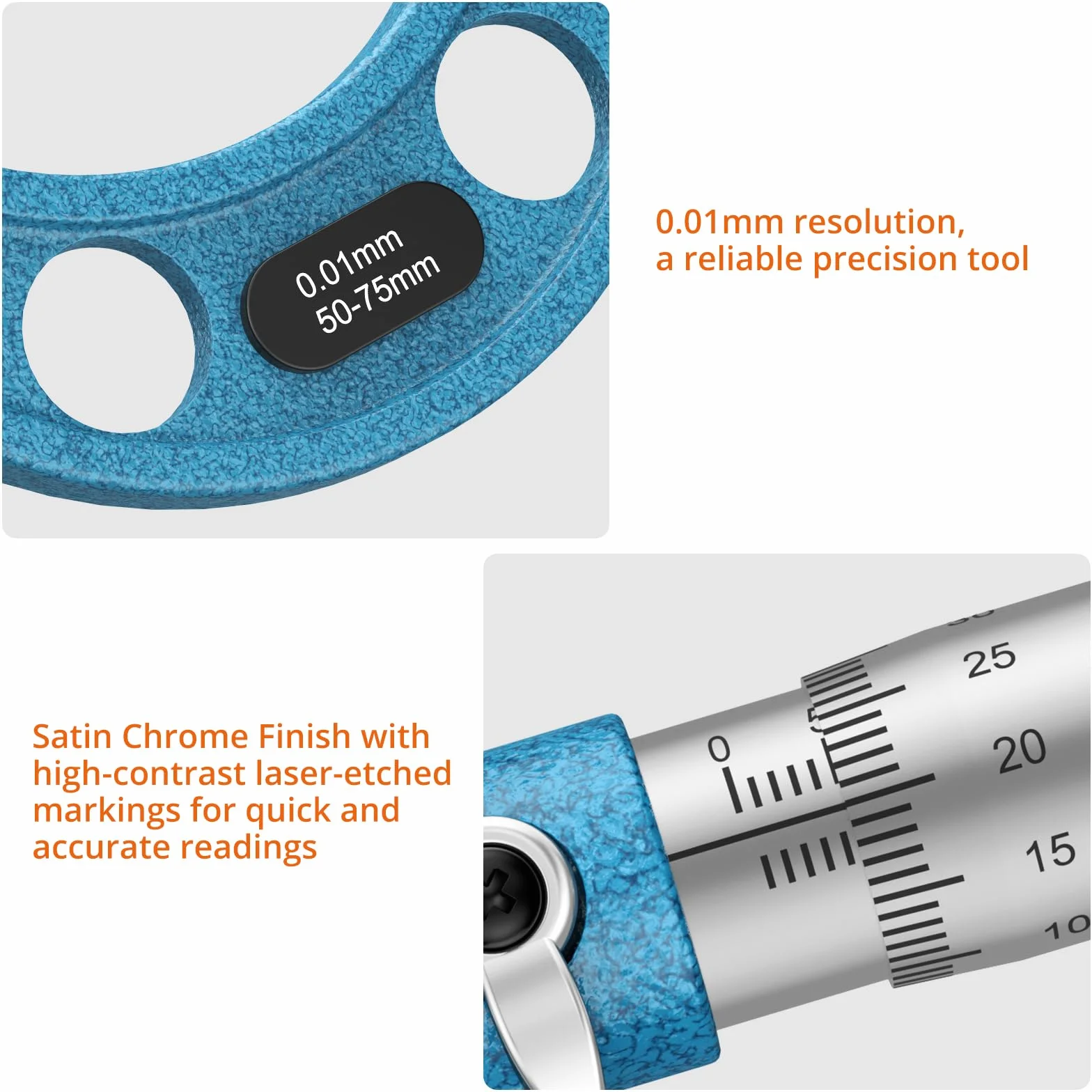 Proster Set di 4 Micrometri Esterni 0-100mm con Ghiera a Cricchetto, Incudini in Carburo, Custodia